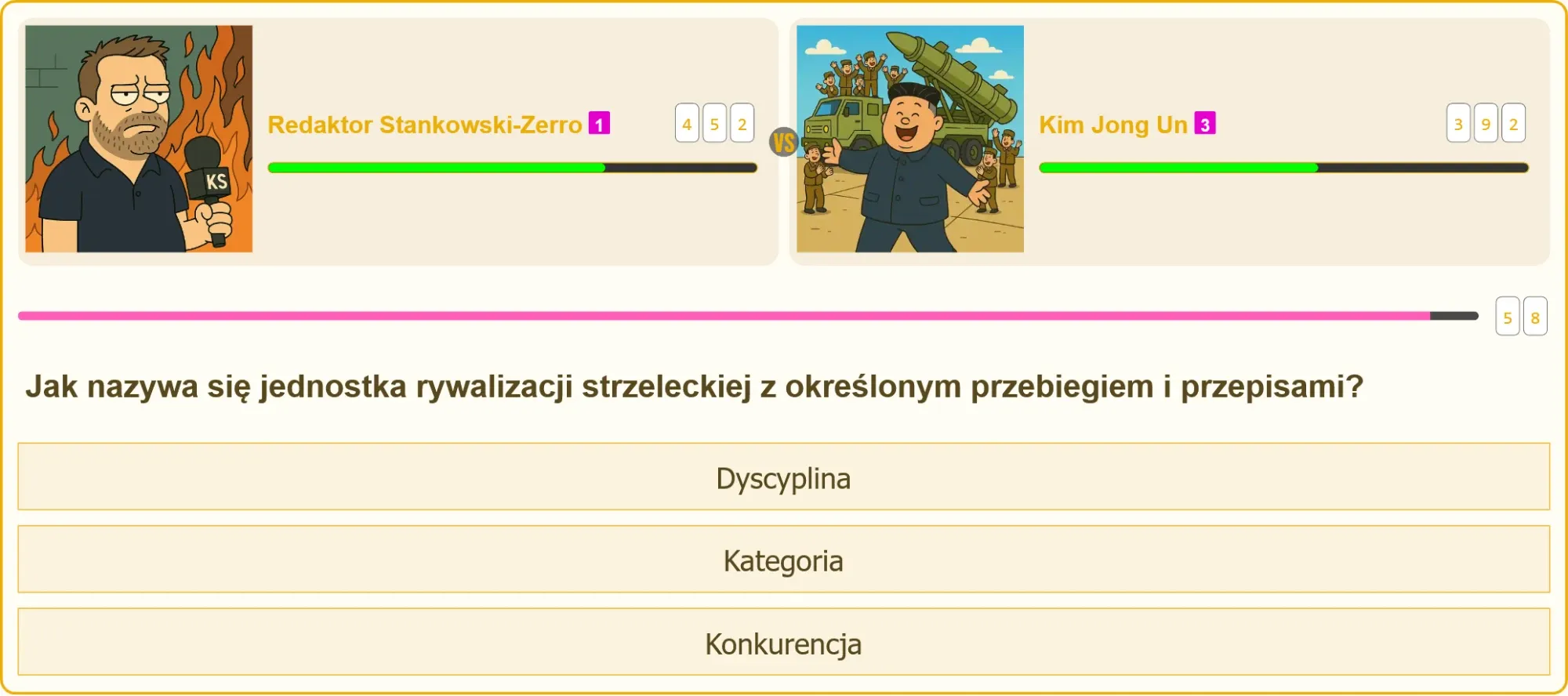 Pojedynek strzelecki między użytkownikiem a przeciwnikiem