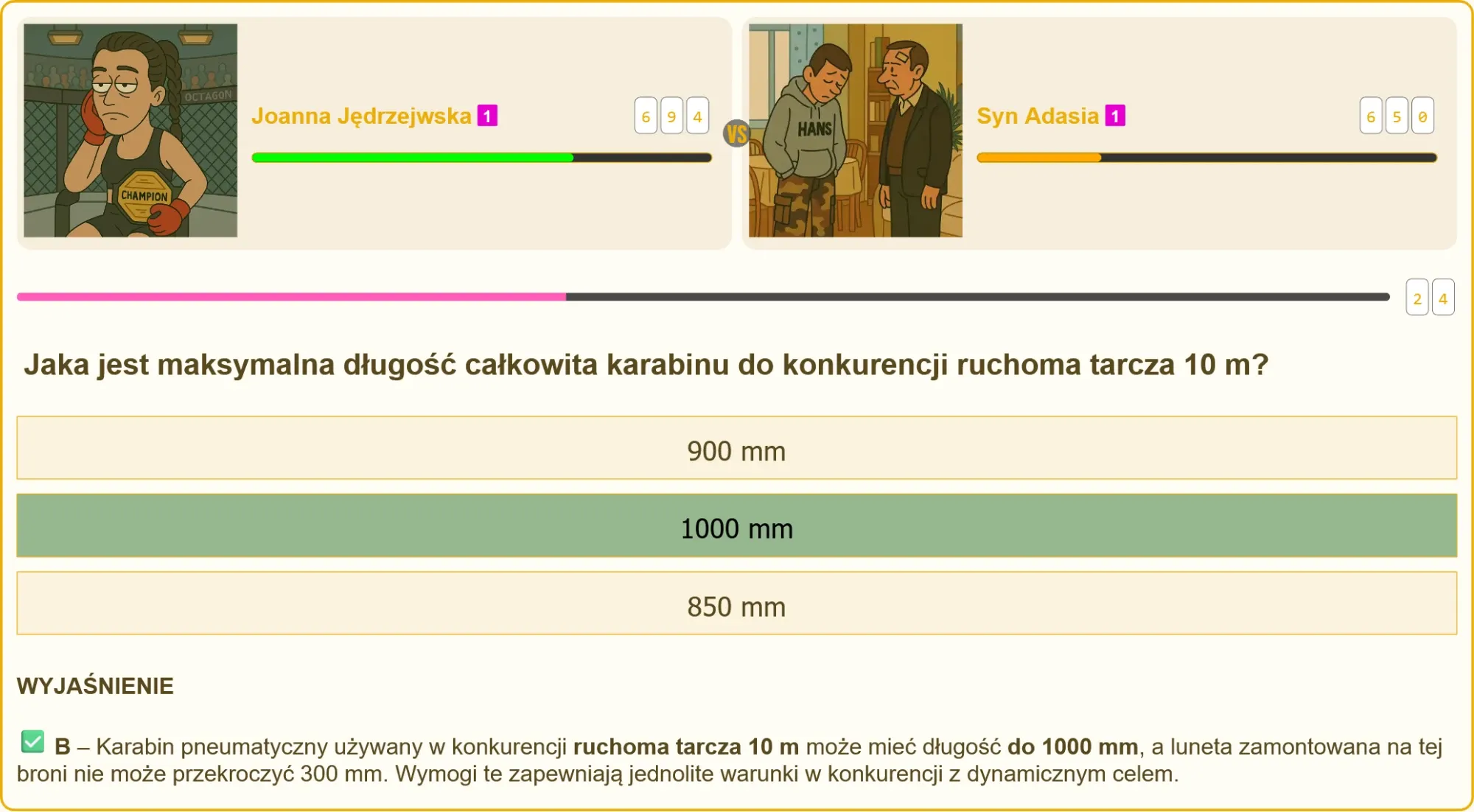 Zawodnik celujący do ruchomej tarczy na zawodach strzeleckich