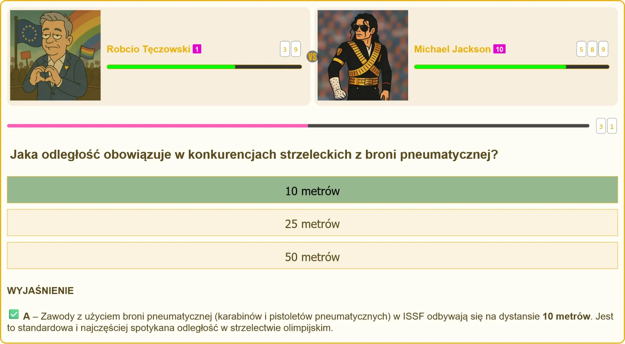 Michael Jackson z karabinem pneumatycznym w pojedynku strzeleckim