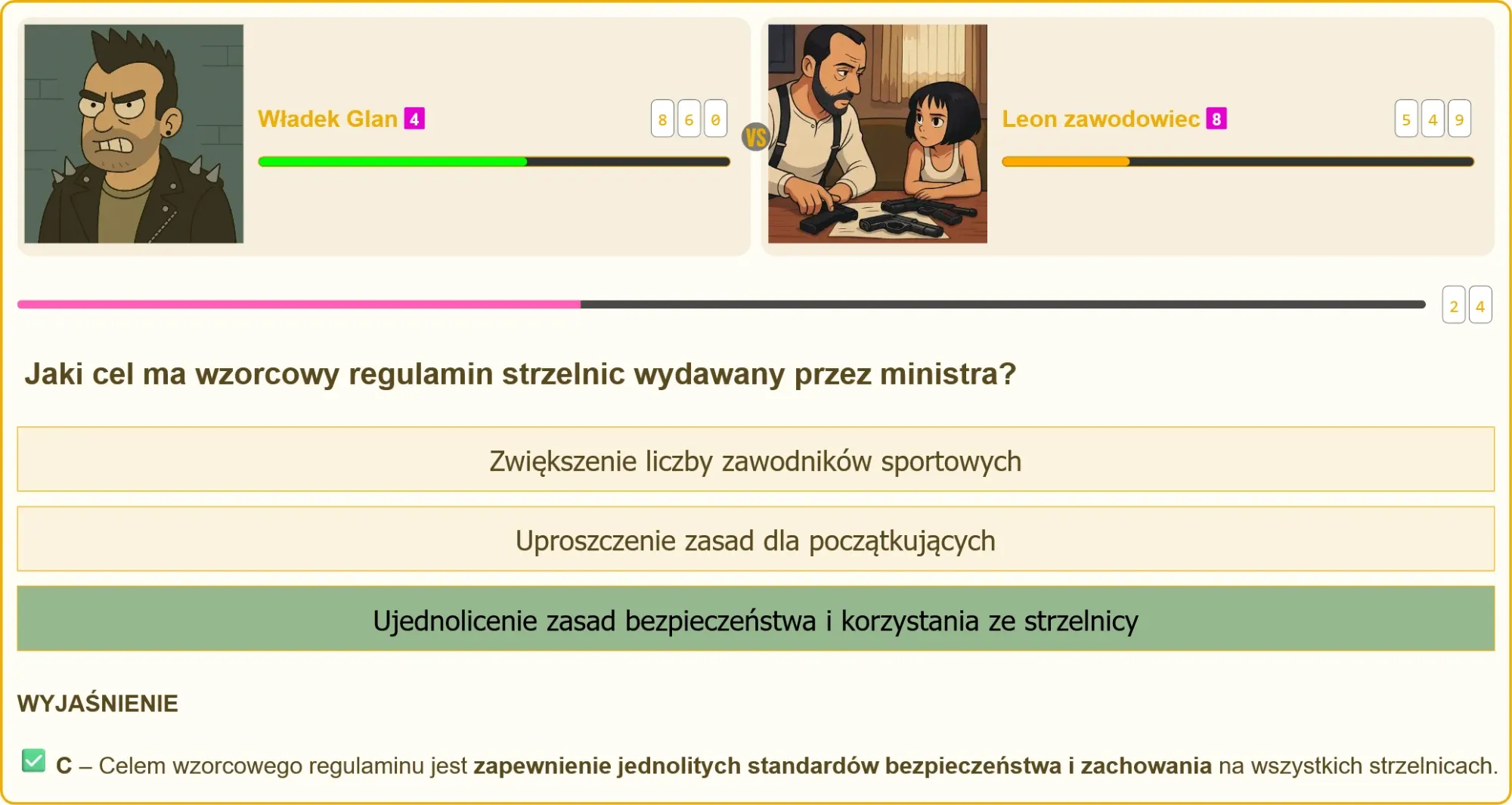 Pojedynek na strzelnicy między dwoma zawodnikami