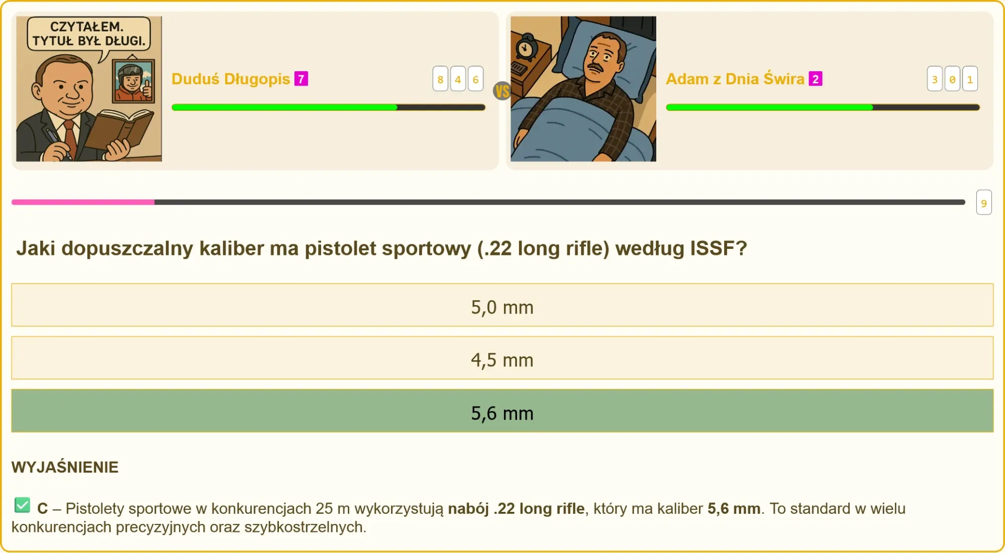 Zawodnik strzelający z pistoletu sportowego podczas zawodów