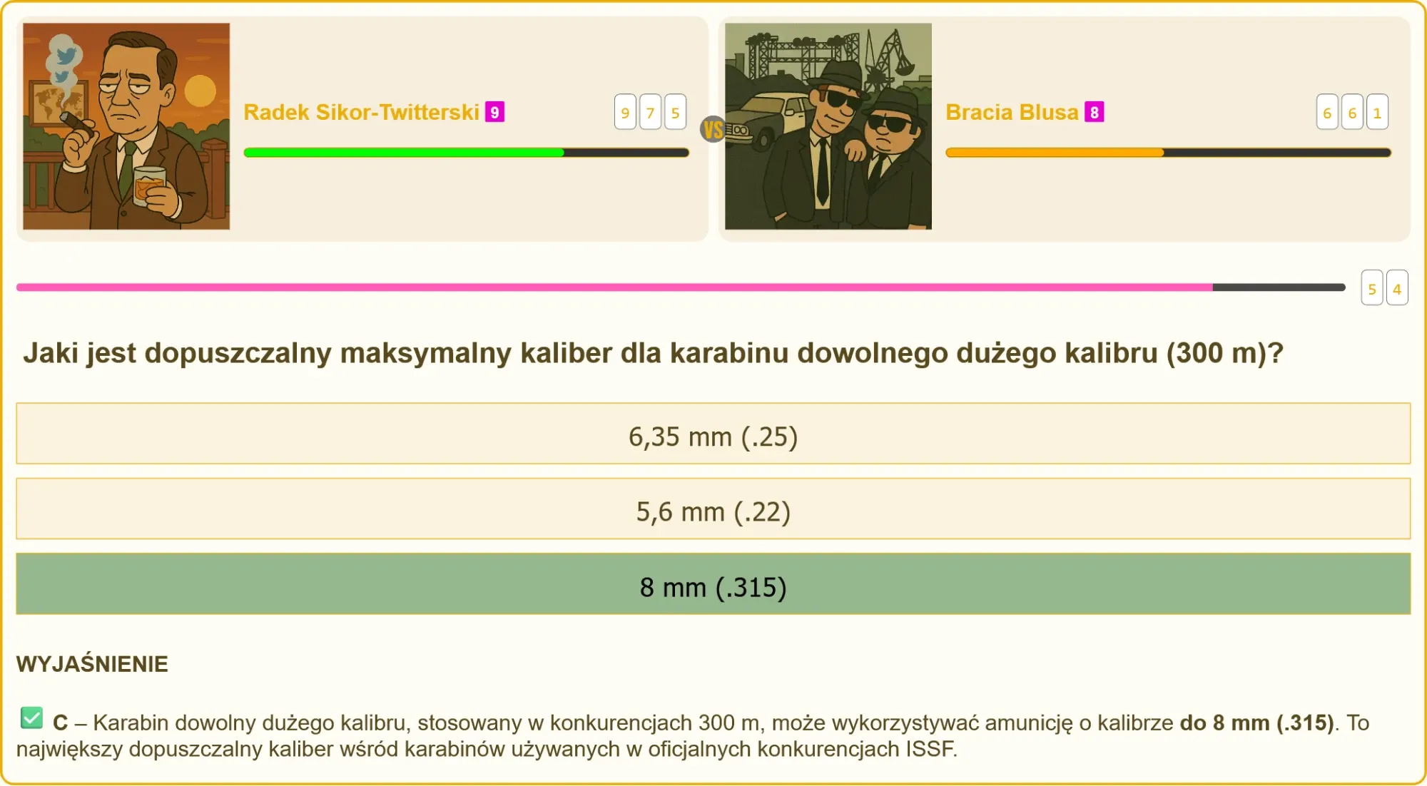 Pojedynek strzelecki – pytanie o kaliber broni