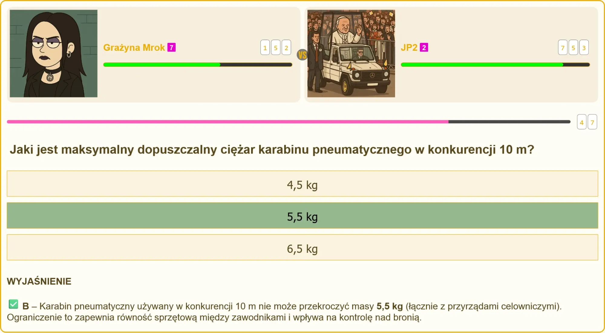 Waga karabinu pneumatycznego z przyrządami celowniczymi