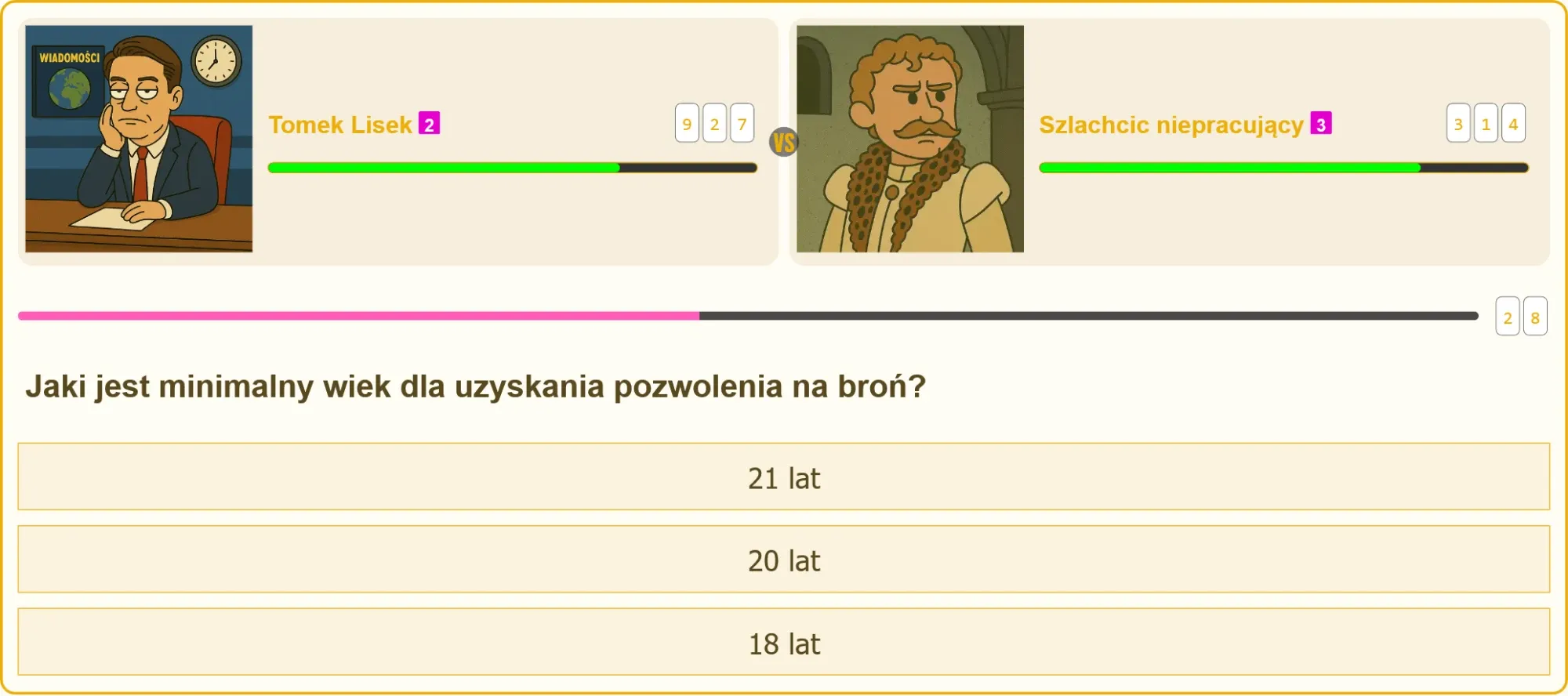 Pojedynek na pytanie o minimalny wiek na pozwolenie na broń
