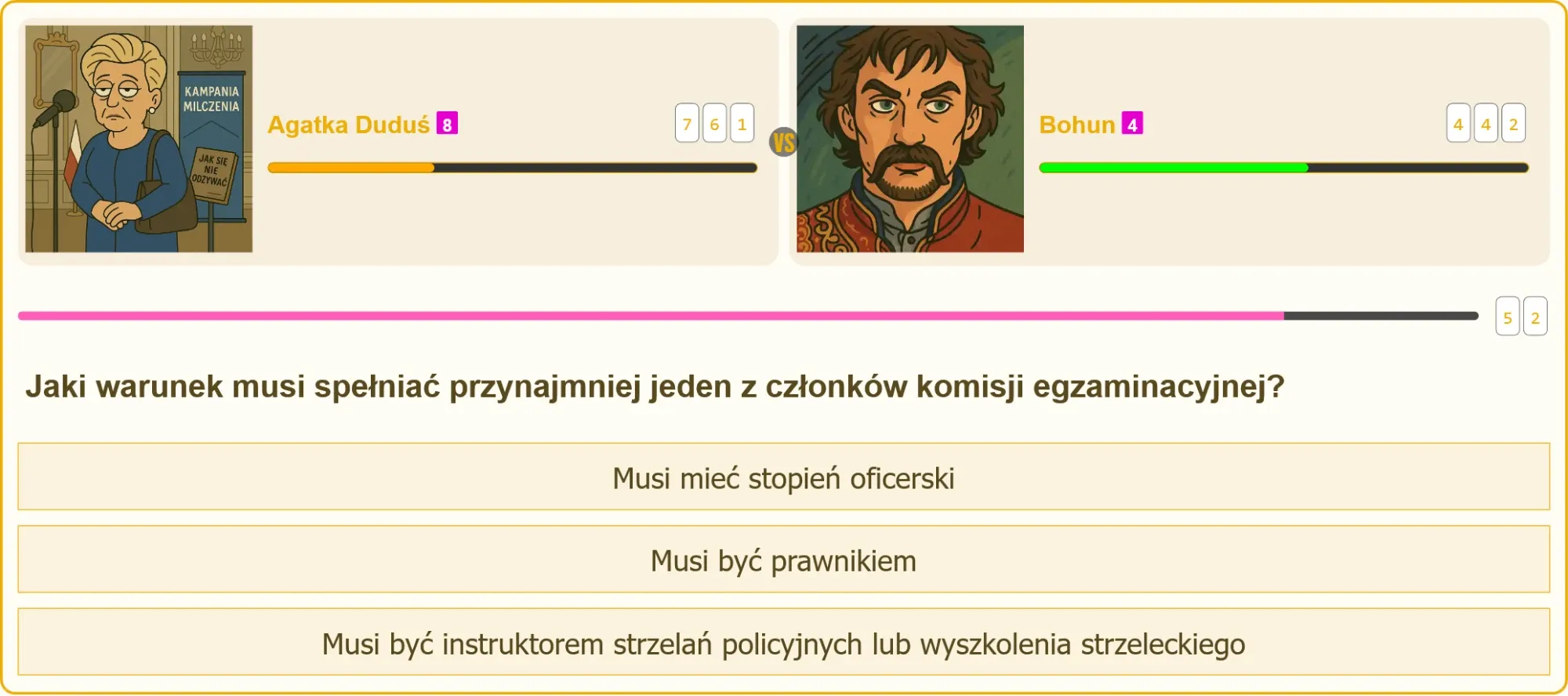 Pojedynek wiedzy na patent strzelecki - Agatka Duduś vs Bohun