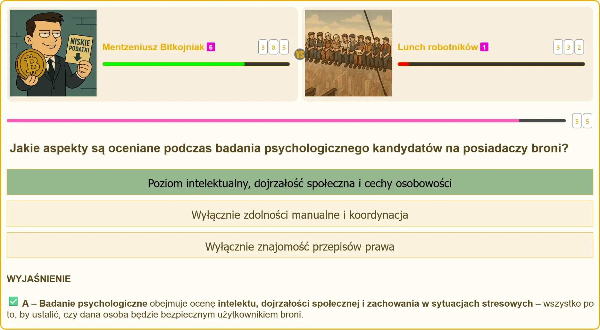 Test psychologiczny na pozwolenie na broń