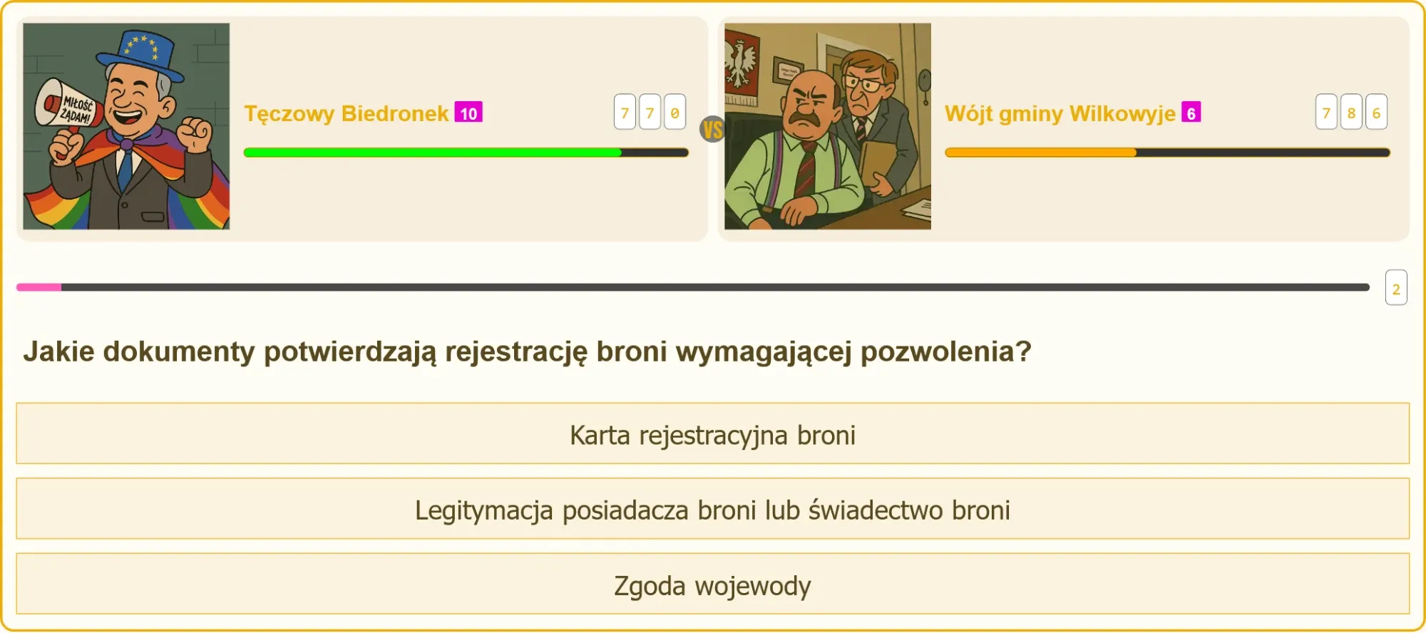 Pojedynek na pytania o patent strzelecki - Tęczowy Biedronek vs Wójt gminy Wilkowyje