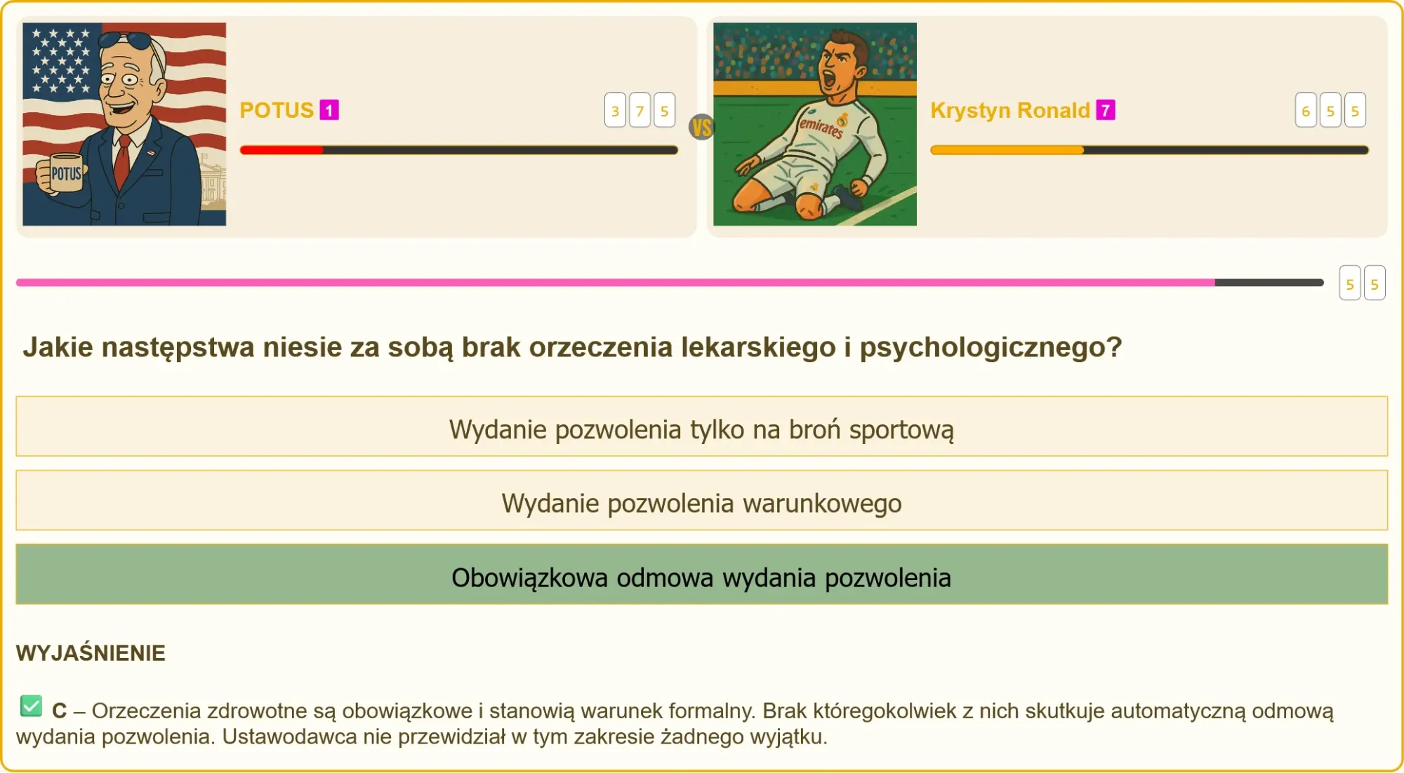 Pojedynek na pytania testowe – patent strzelecki