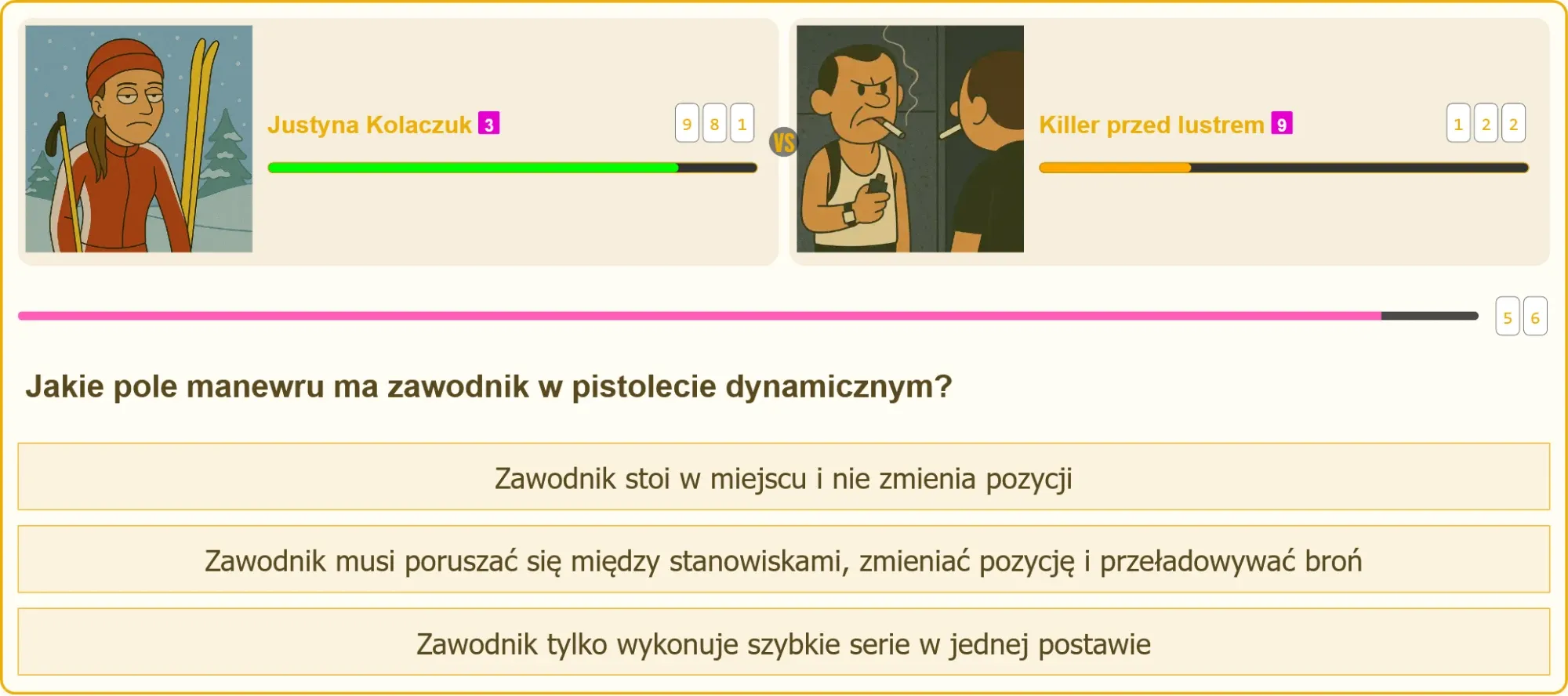 Zawodnik wykonujący strzał w ruchu na strzelnicy dynamicznej