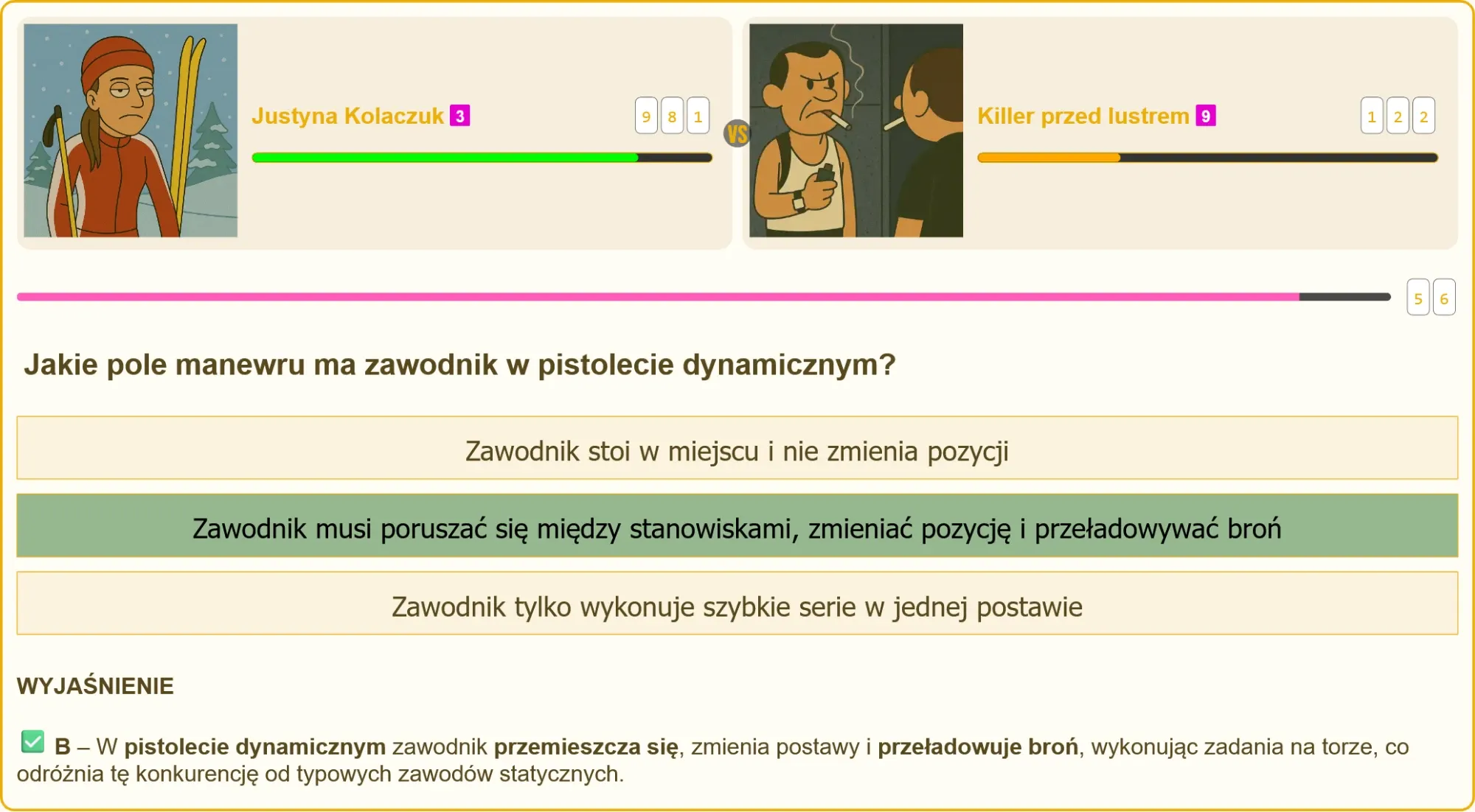Schemat toru strzeleckiego z oznaczeniem punktów zmiany pozycji