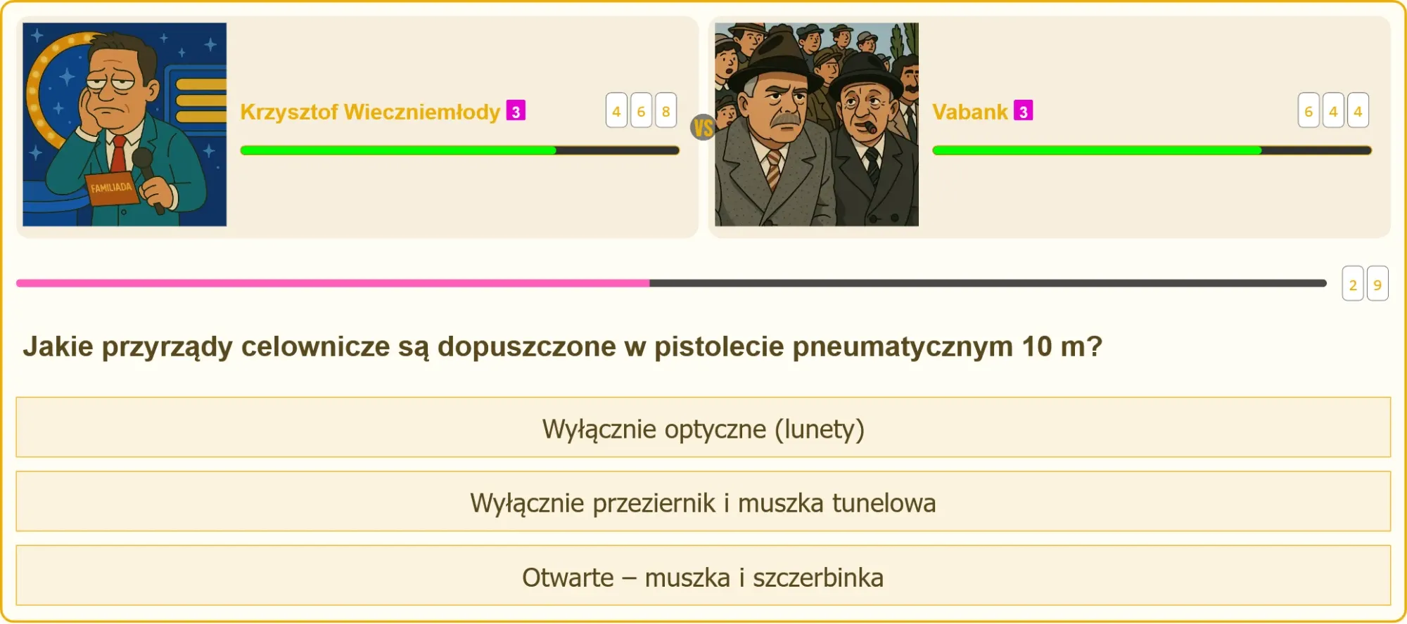 Pistolet pneumatyczny z otwartymi przyrządami celowniczymi