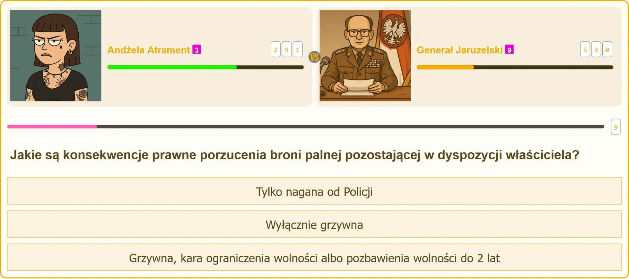 Pojedynek na testach patentu strzeleckiego – Andżela Atrament vs Generał Jaruzelski