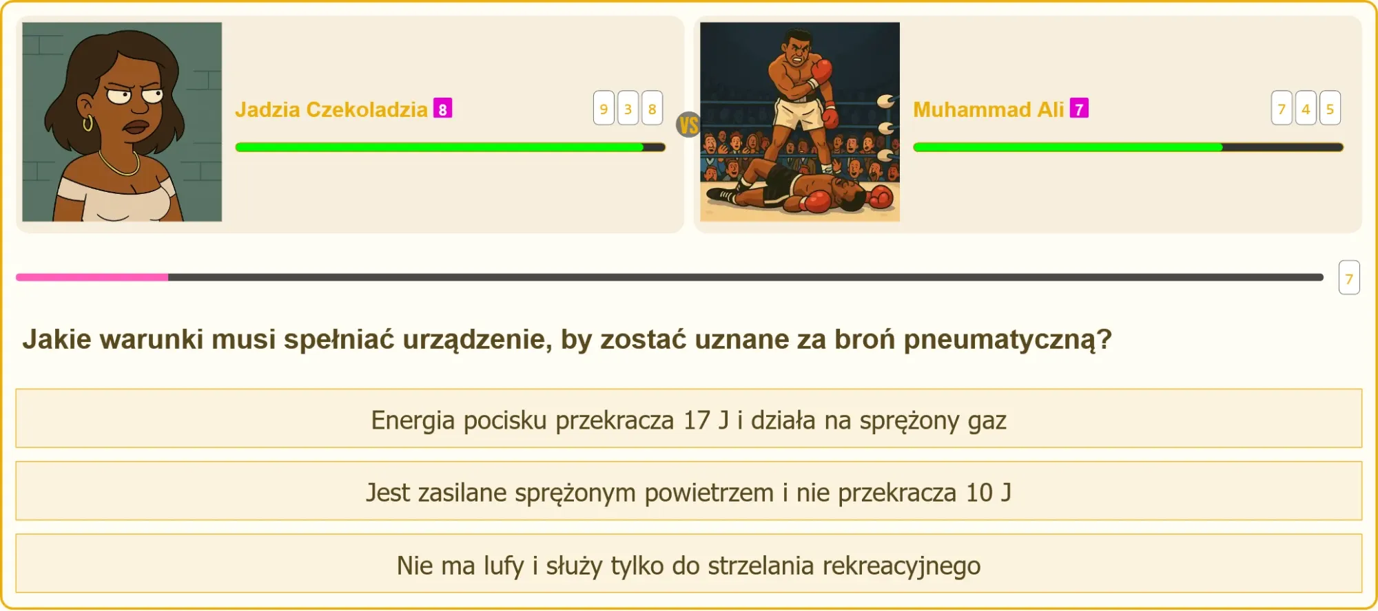 Pistolet pneumatyczny z oznaczeniem energii pocisku powyżej 17 J