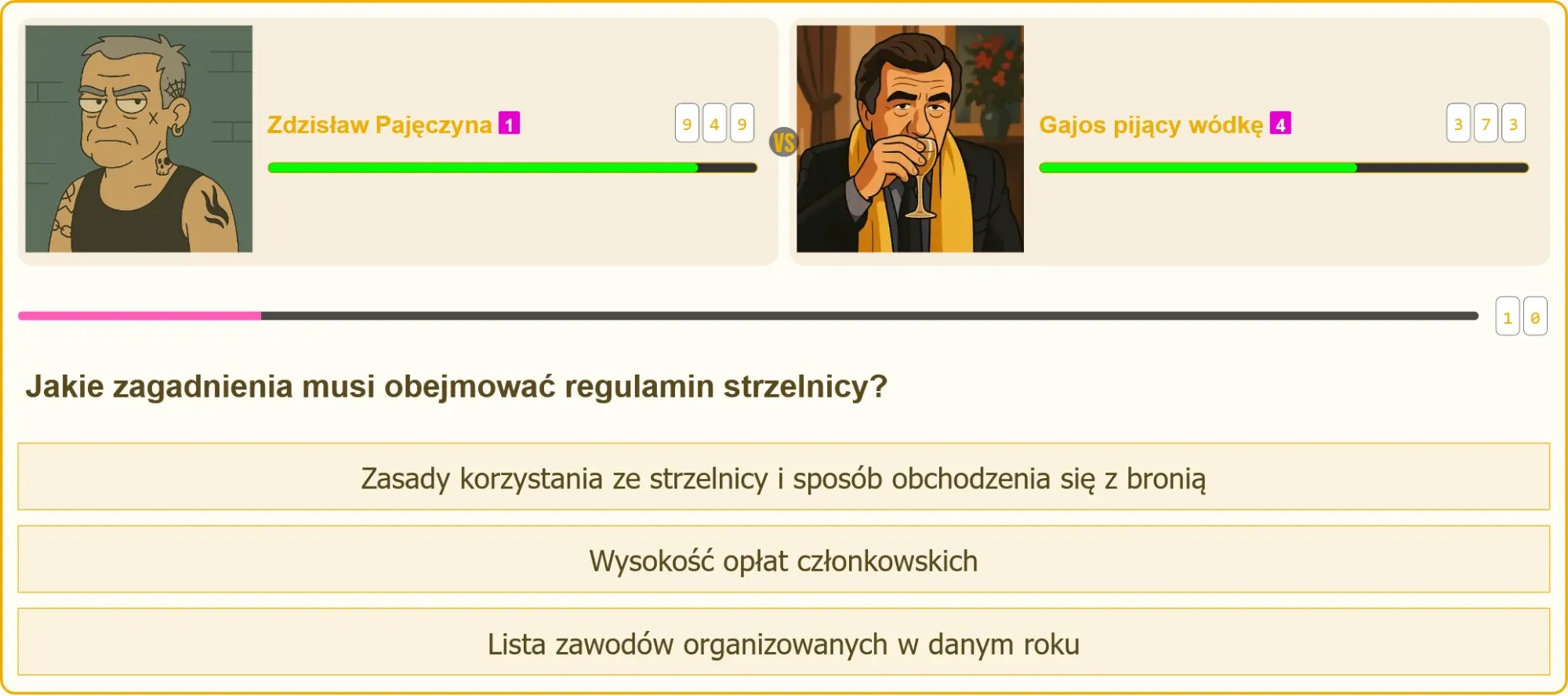 Pojedynek na testach patentu strzeleckiego - Zdzisław vs Gajos