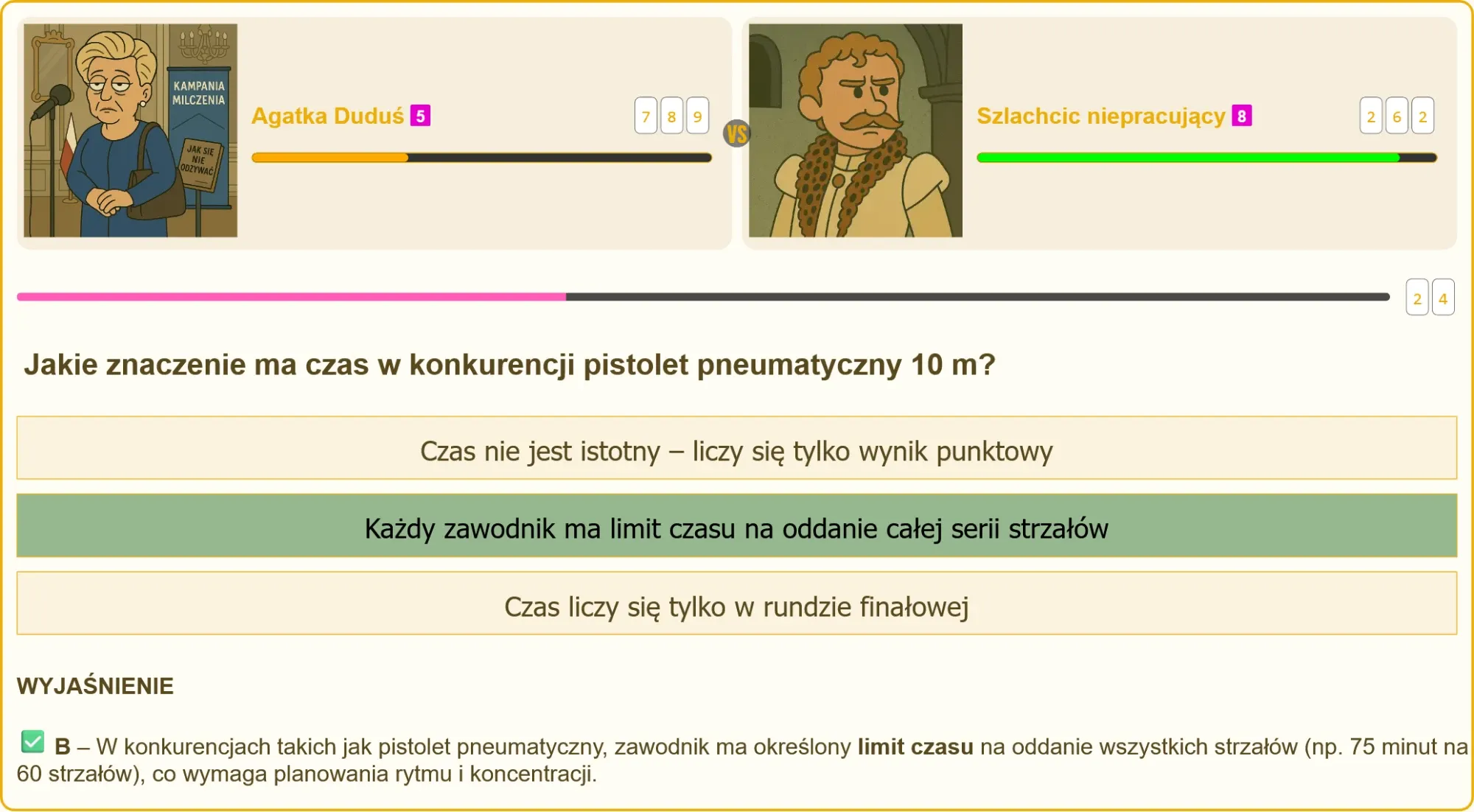 Porównanie wyników strzeleckich z uwzględnieniem czasu