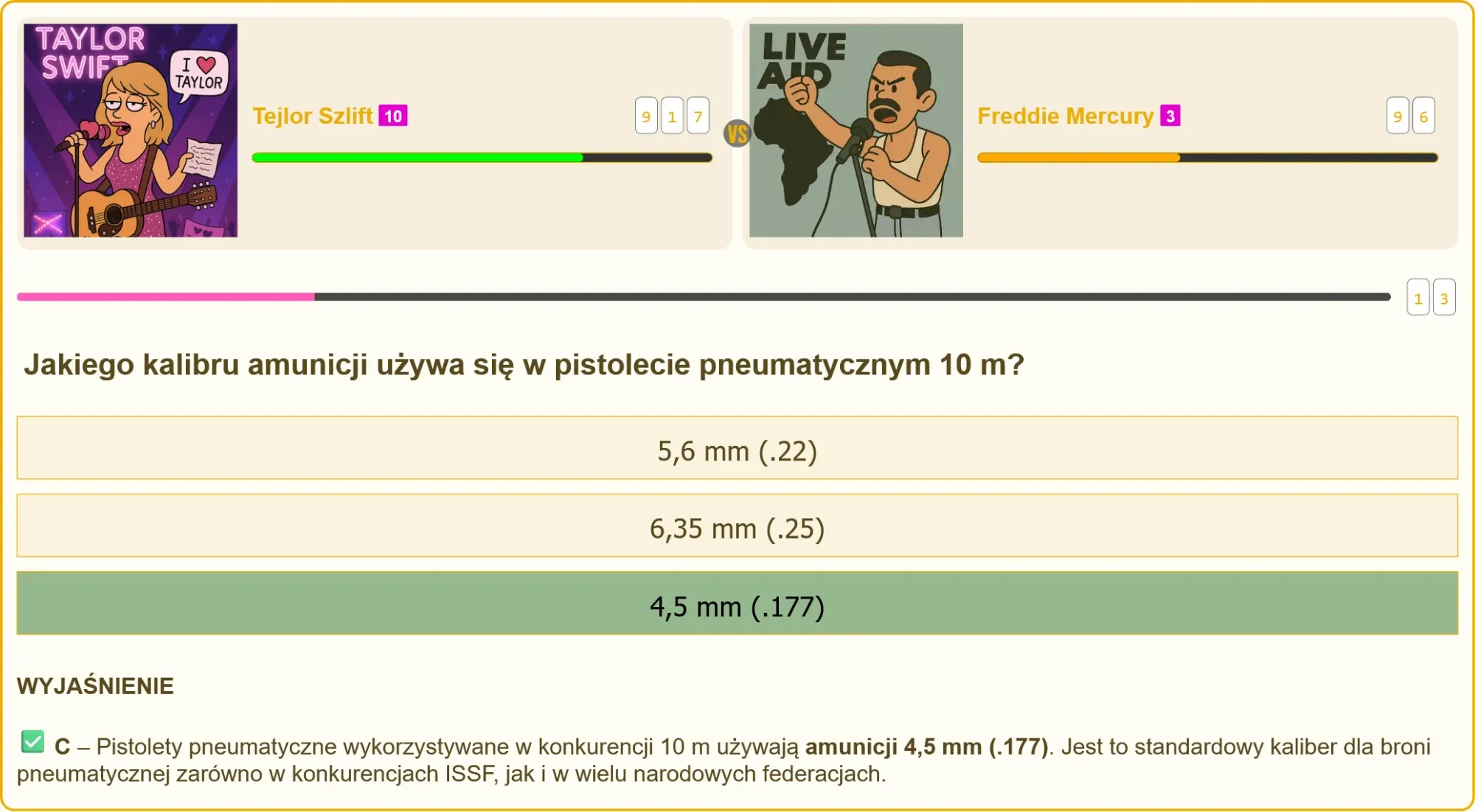 Strzelec celujący z pistoletu pneumatycznego na zawodach