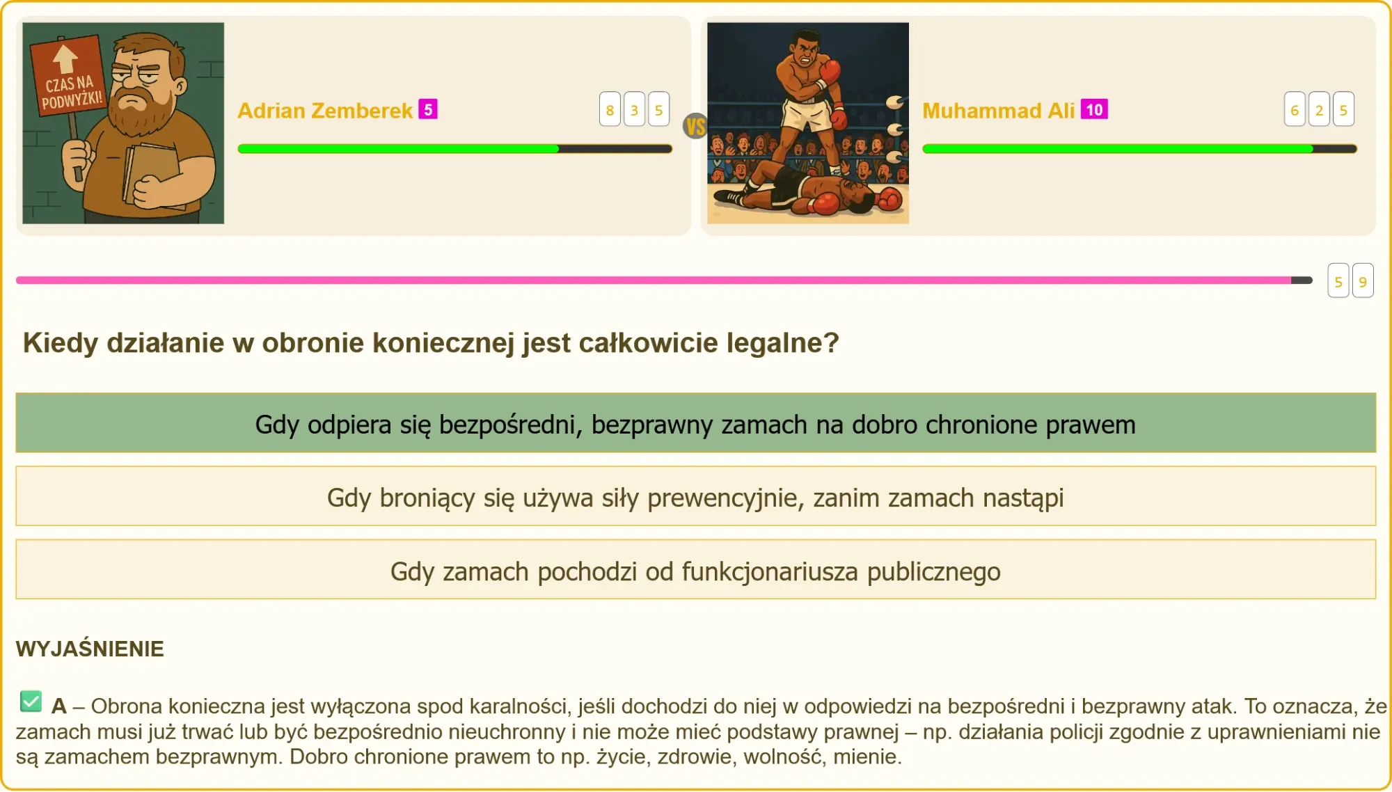 Obrona konieczna - legalność działania na testach