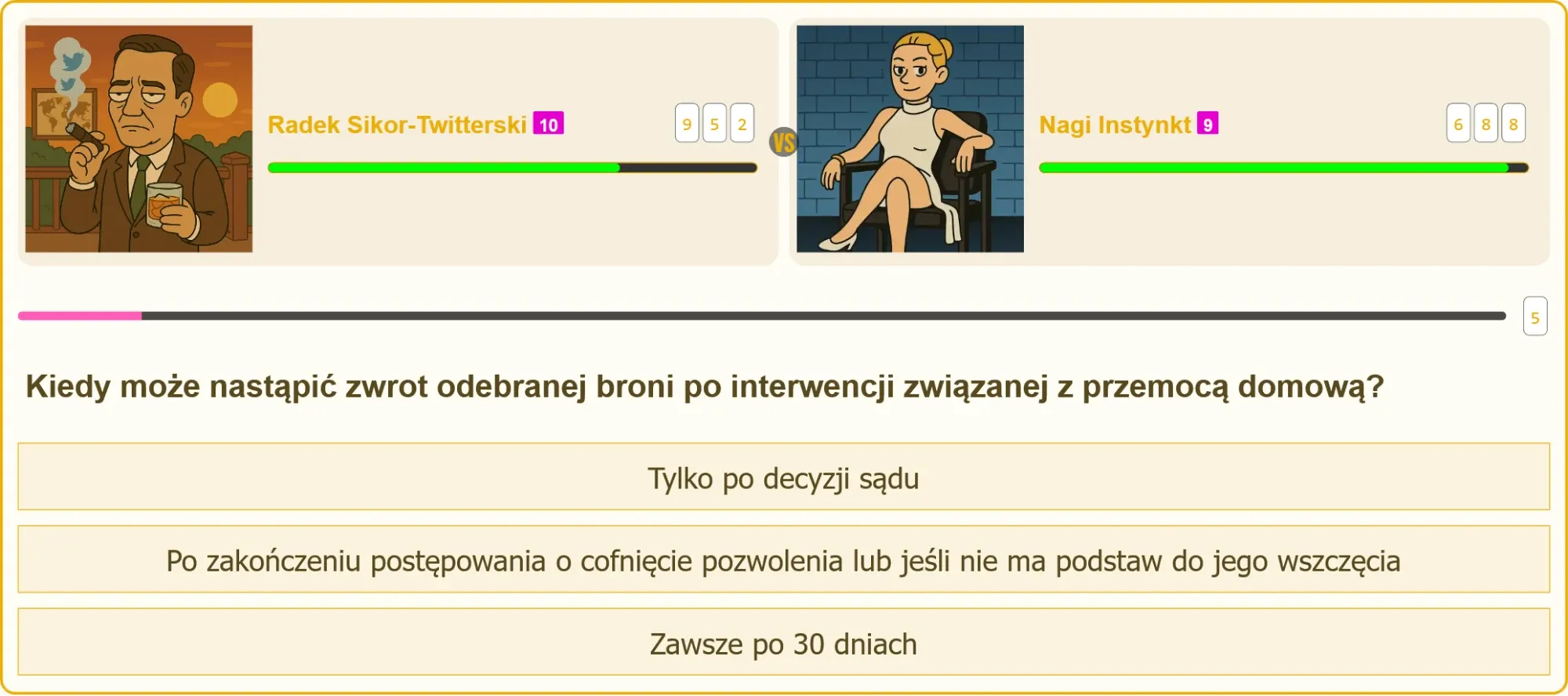 Pojedynek na testach patentu strzeleckiego – użytkownik vs Nagi Instynkt