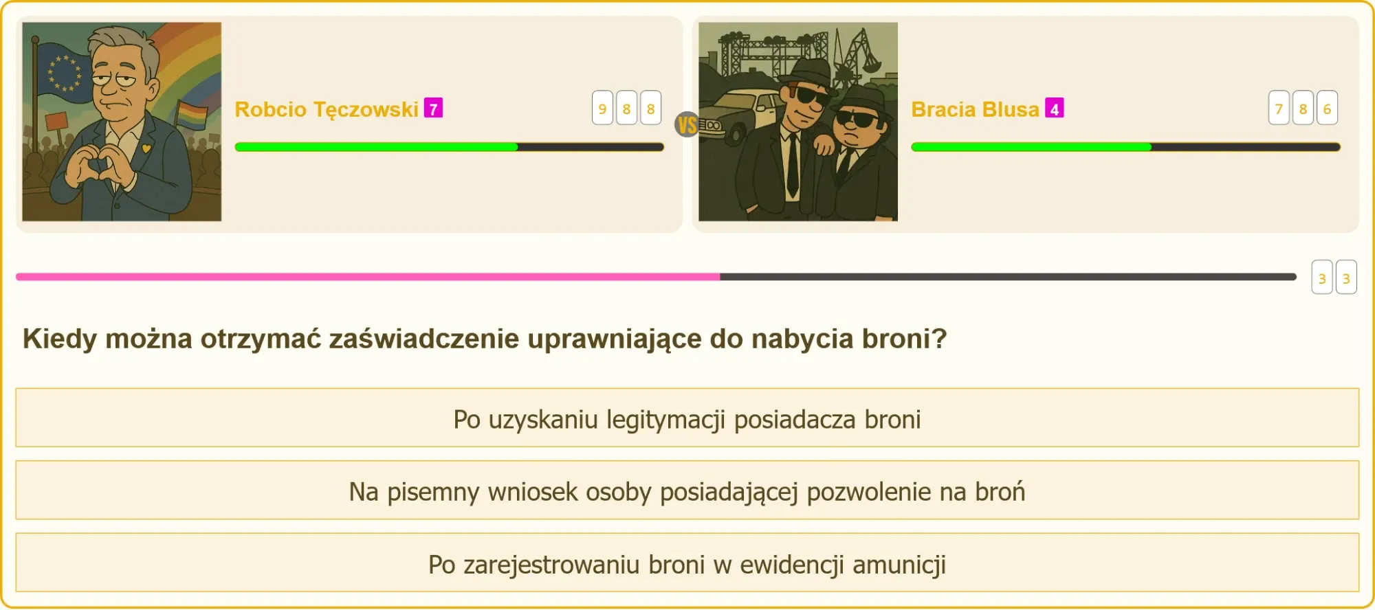 Pojedynek na pytania o pozwolenie na broń