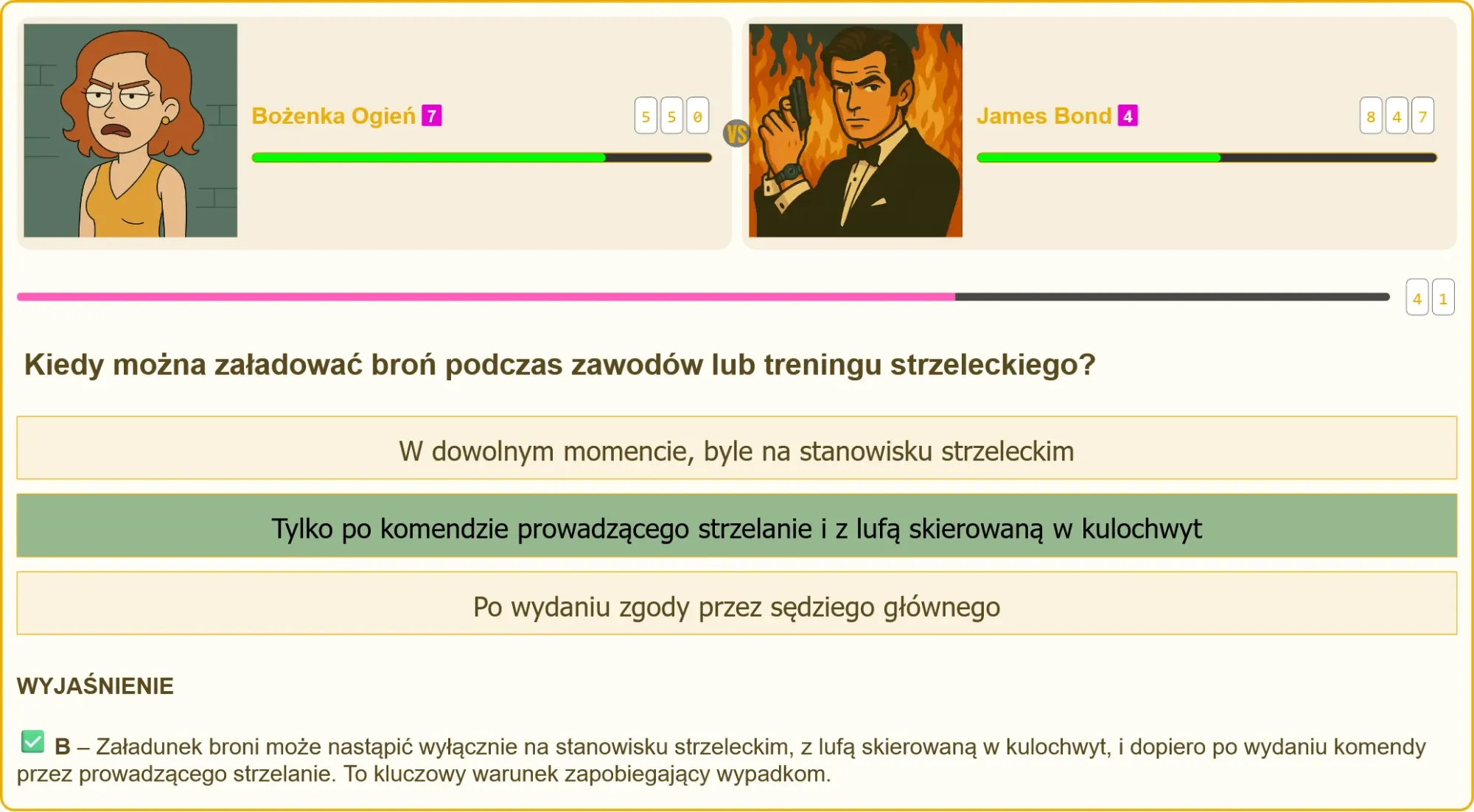 Pojedynek strzelecki między użytkownikiem a przeciwnikiem