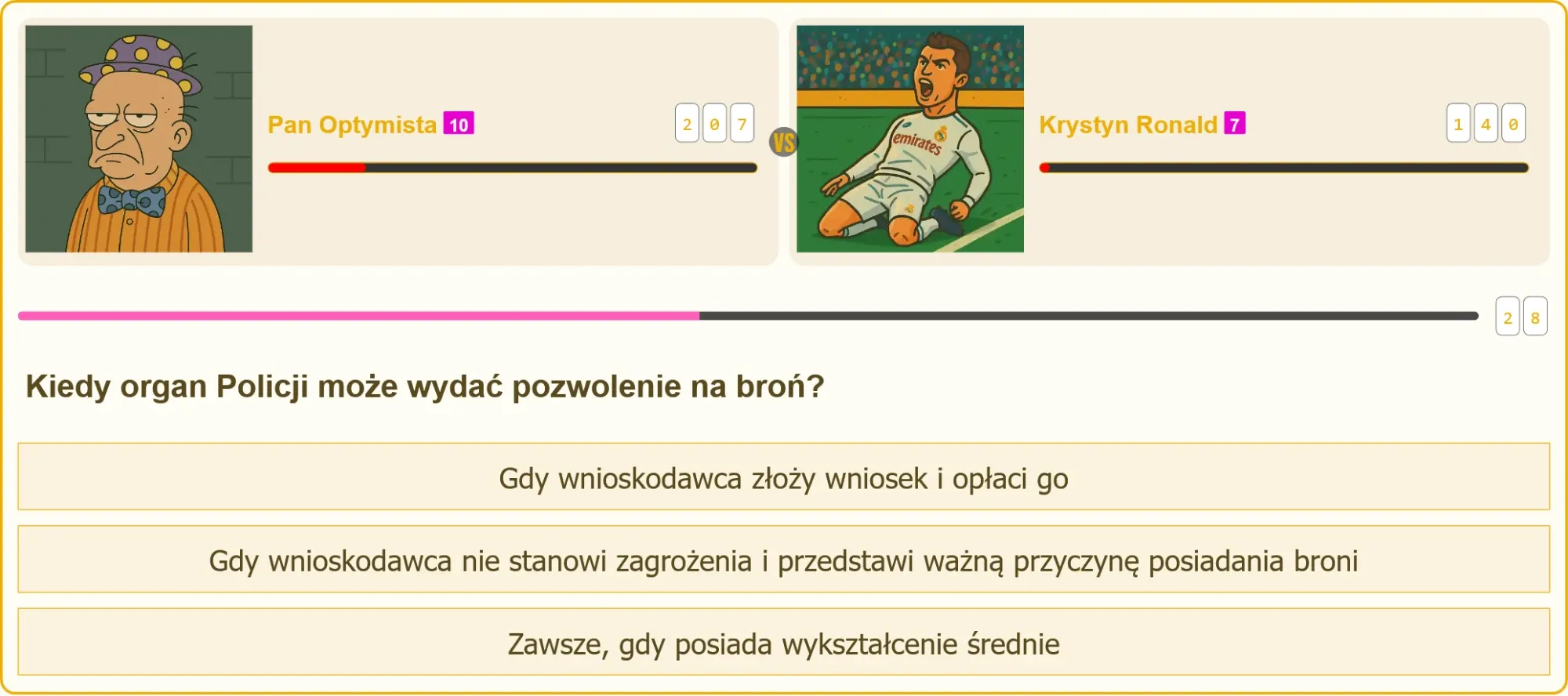 Pojedynek wiedzy na temat pozwolenia na broń