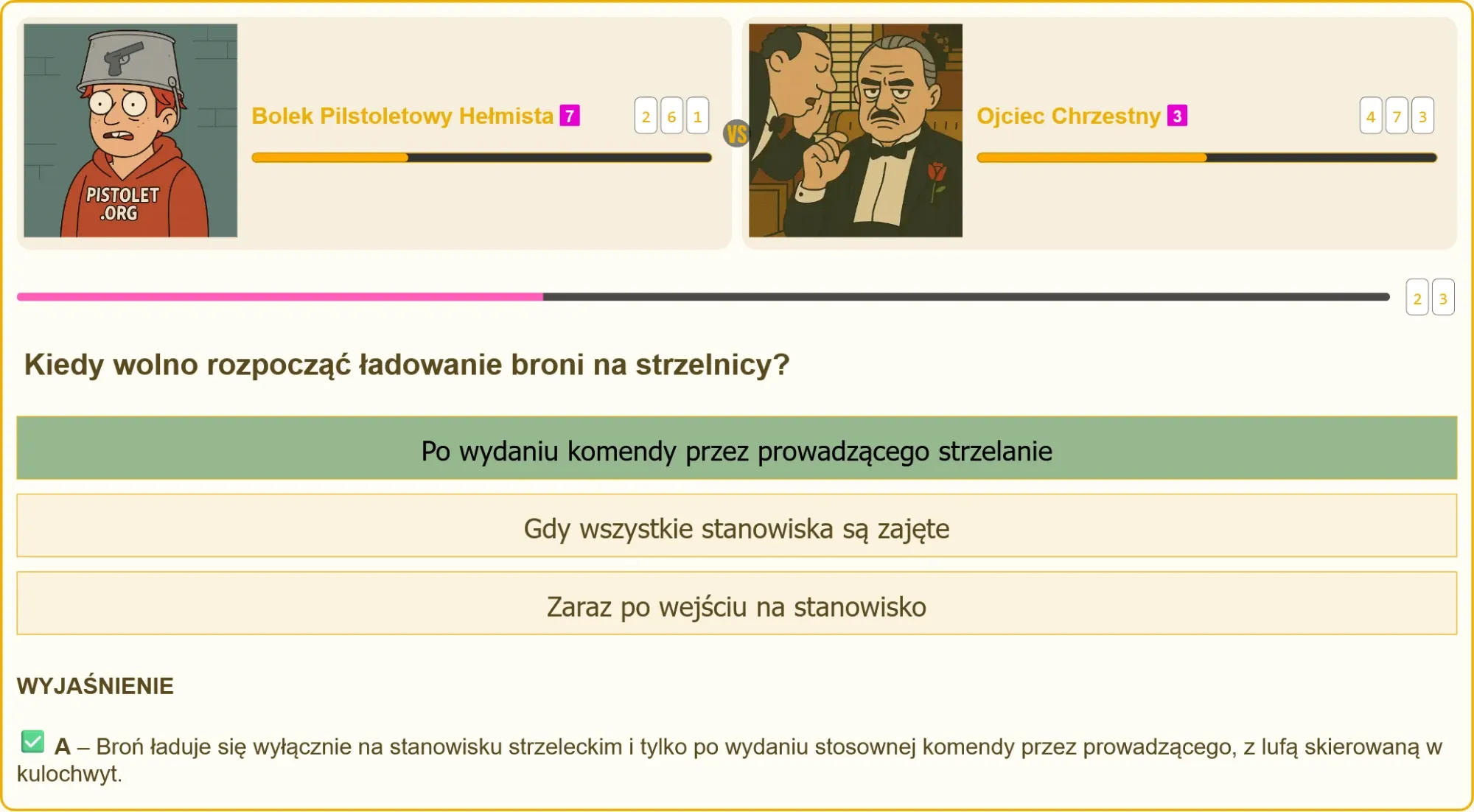 Schemat poprawnego ładowania broni z lufą skierowaną w kulochwyt