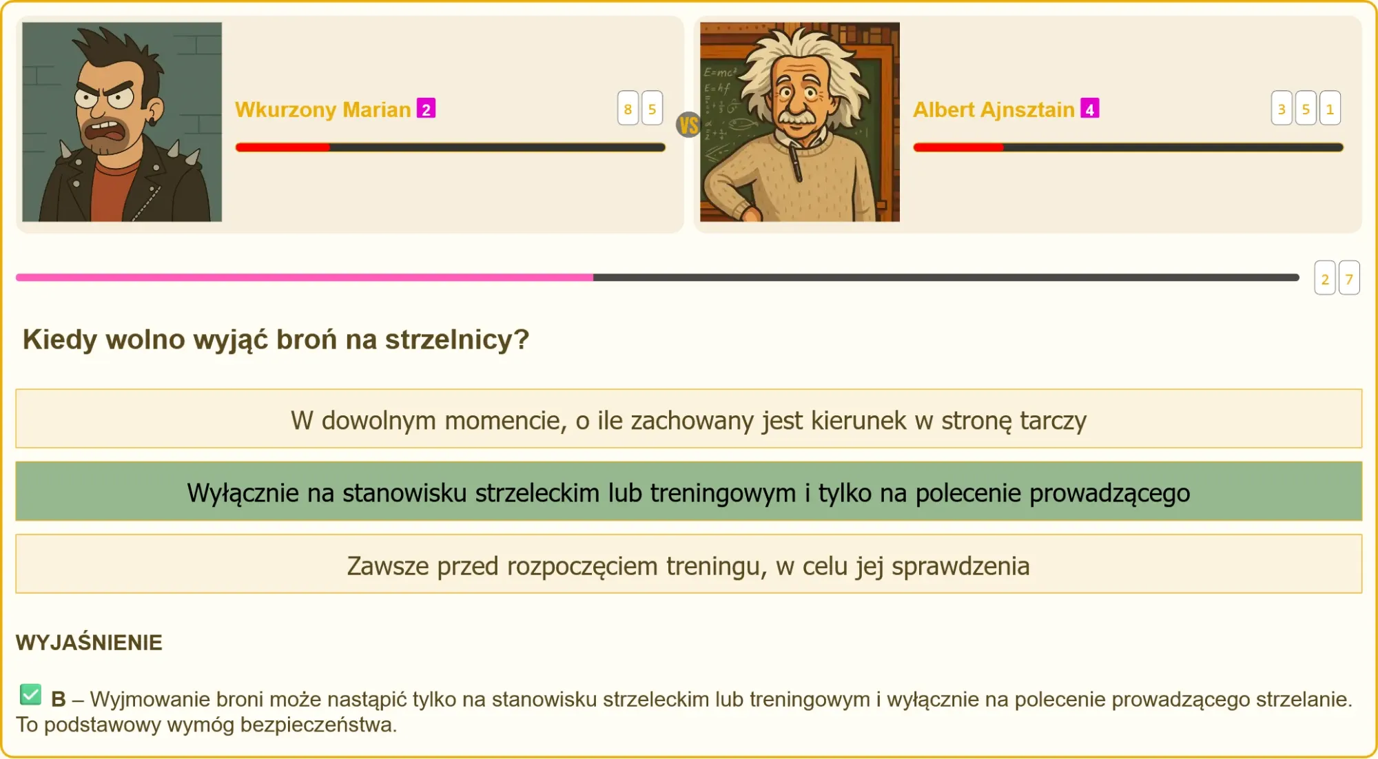 Pojedynek na strzelnicy między dwoma strzelcami