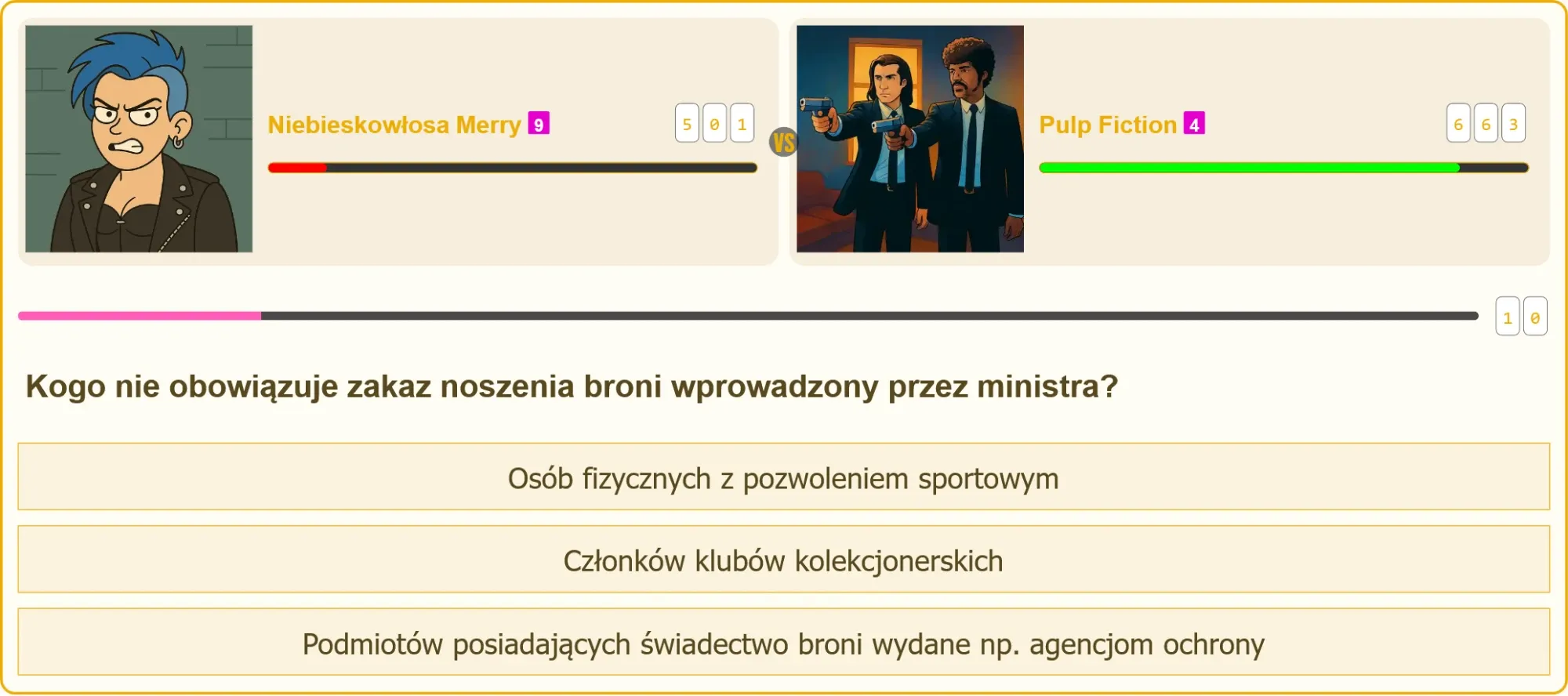 Pojedynek wiedzy na temat zakazu noszenia broni