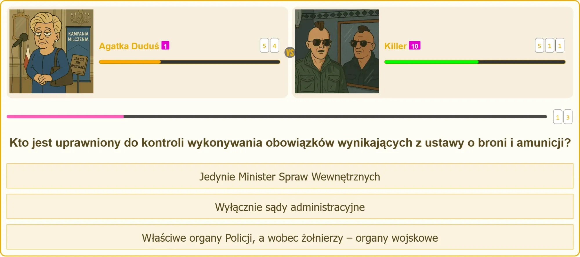 Policja przeprowadzająca kontrolę broni