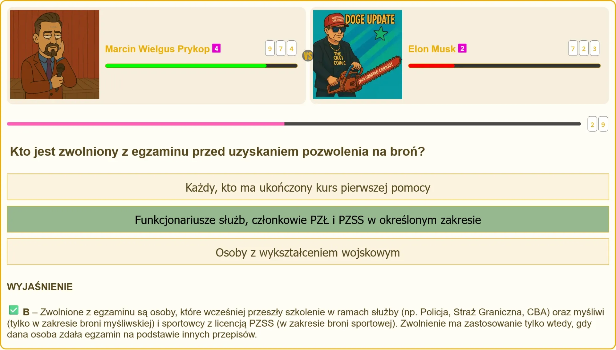 Test na patent strzelecki - kto jest zwolniony z egzaminu?