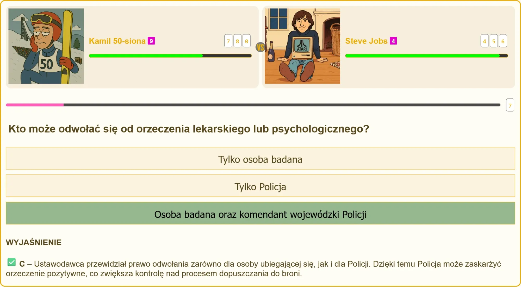 Steve Jobs vs Kamil 50-siona w quizie o pozwolenie na broń