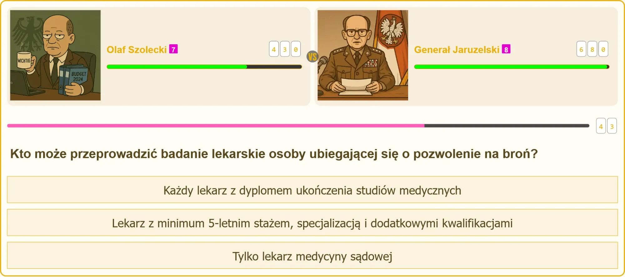 Lekarz przeprowadzający badanie na pozwolenie na broń