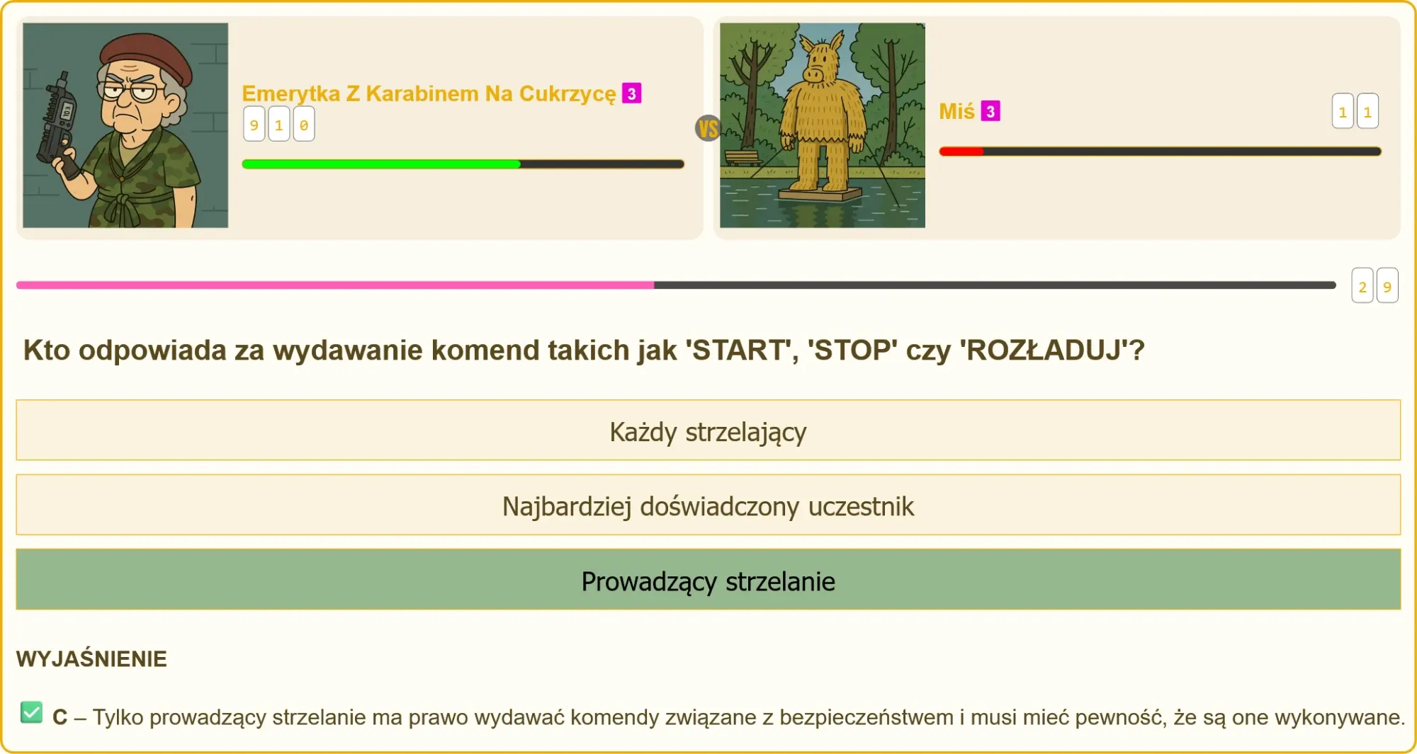 Przykładowe pytanie testowe na patent strzelecki