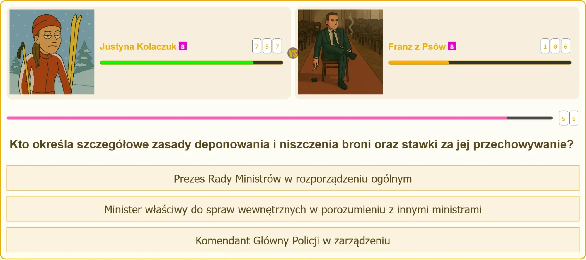 Pojedynek na testach patentu strzeleckiego - Justyna vs Franz