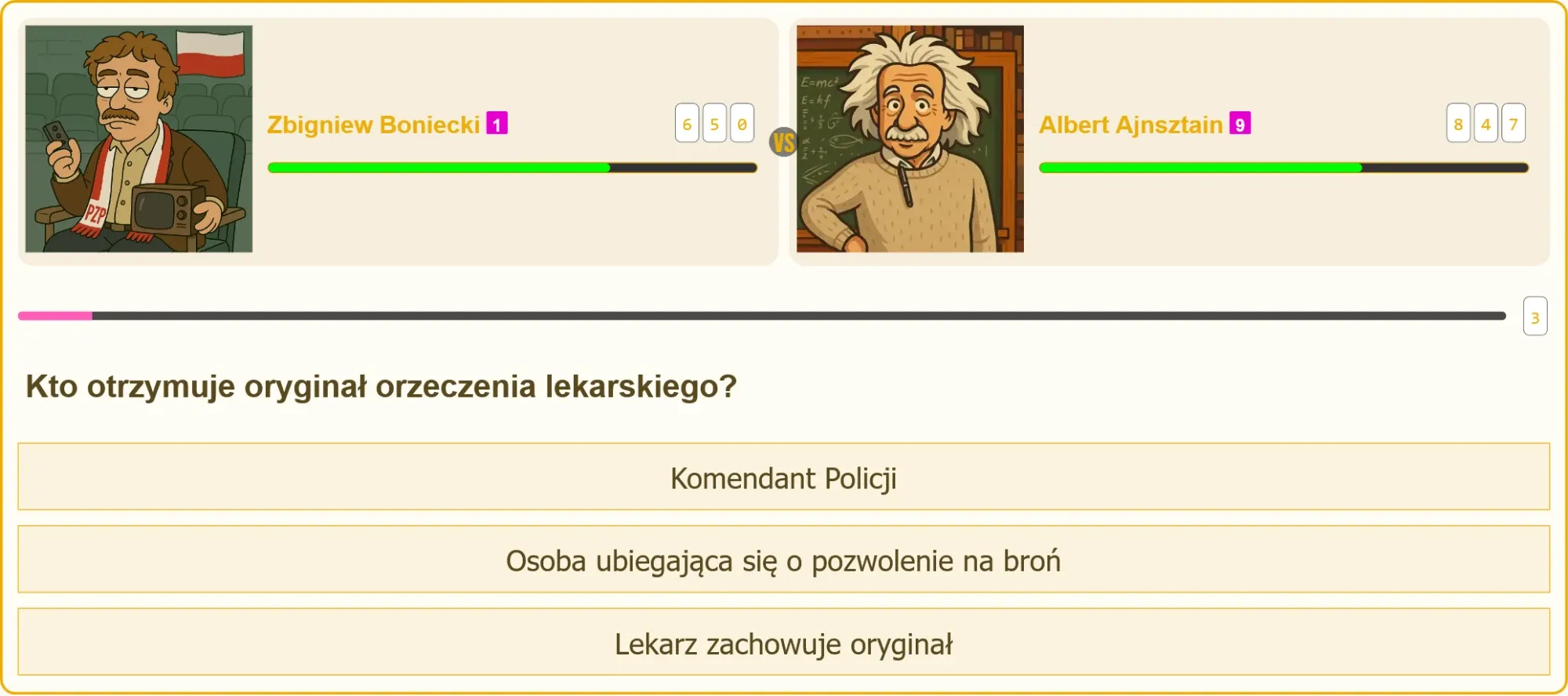 Pojedynek na pytania o pozwolenie na broń
