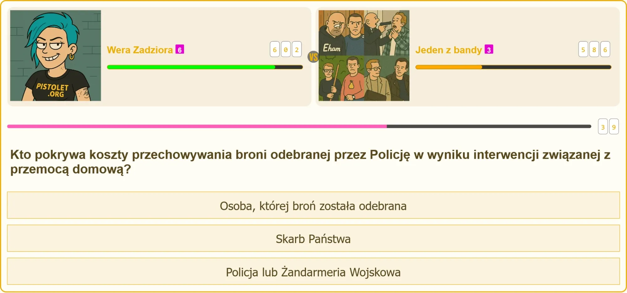 Pojedynek wiedzy na temat prawa o broni - Wera Zadziora vs Jeden z bandy
