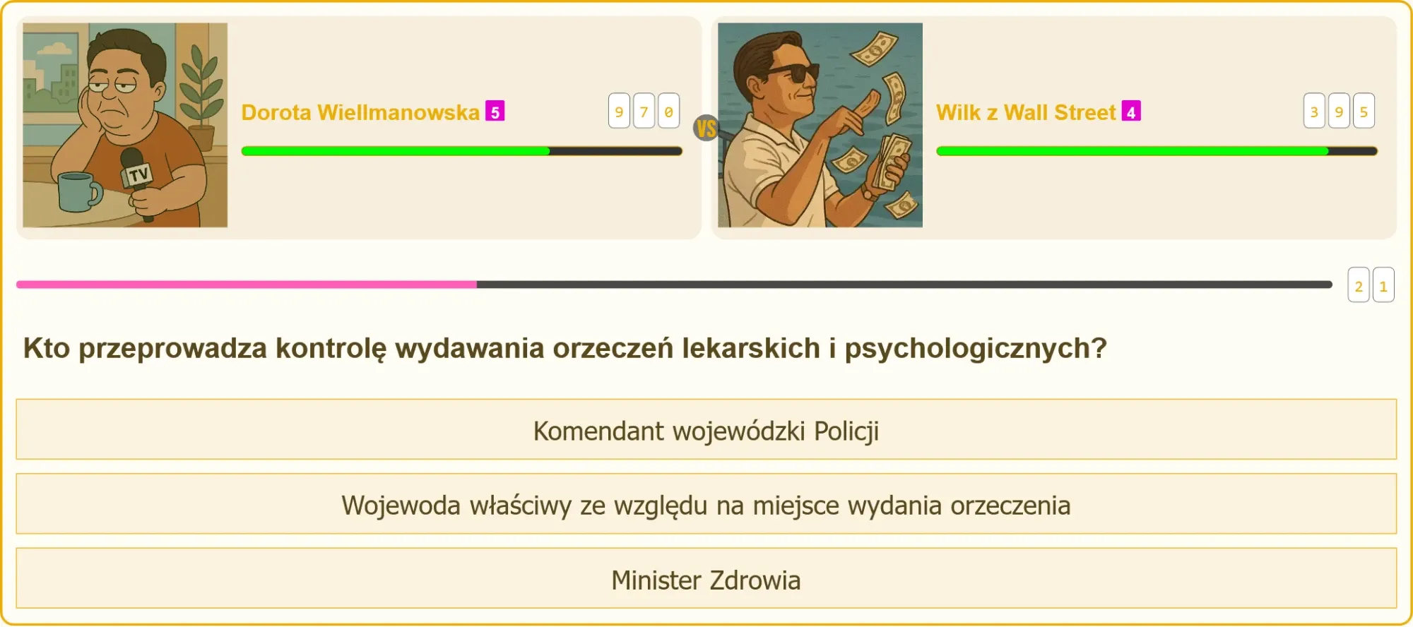 Pojedynek na pytanie testowe o kontrolę orzeczeń do broni