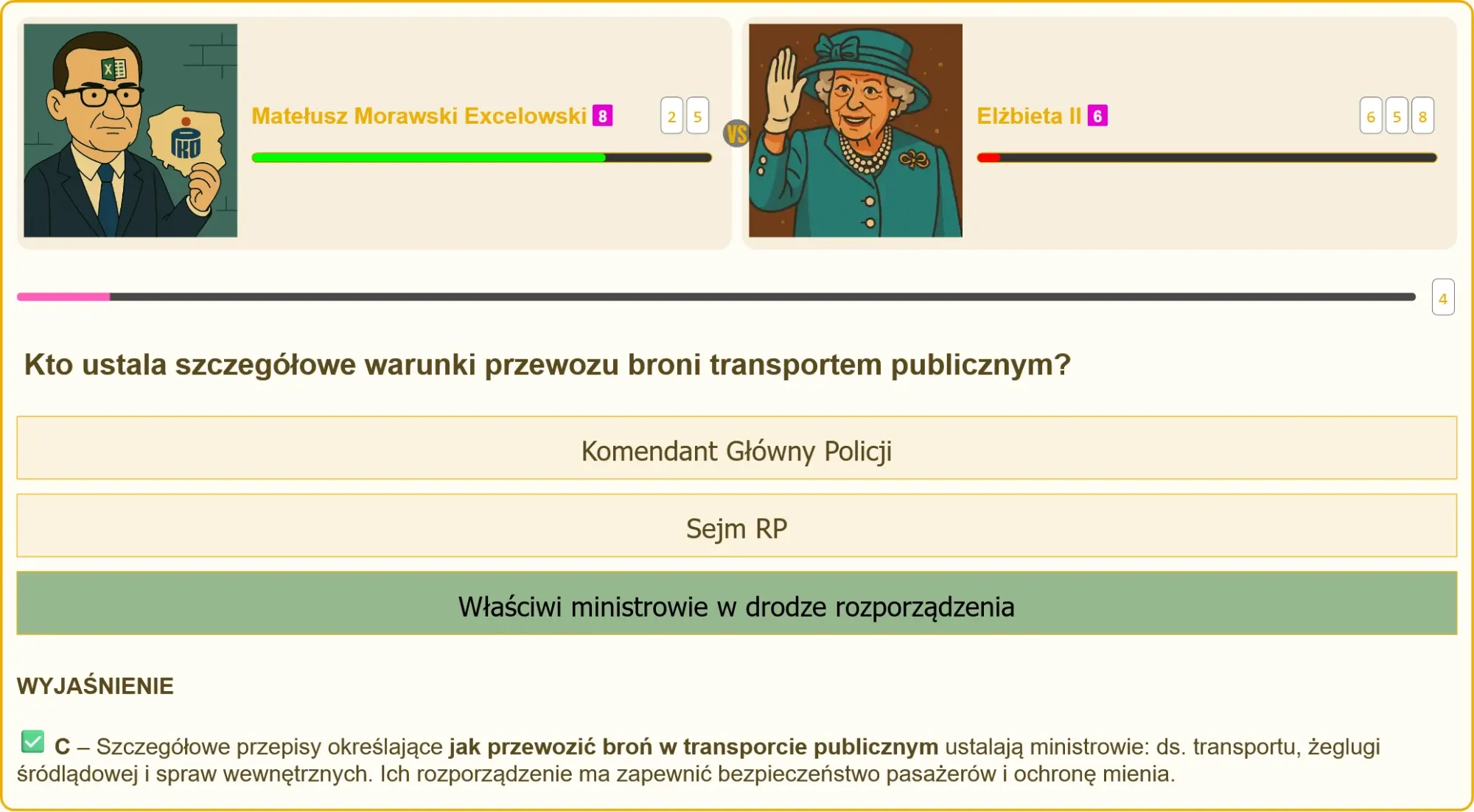 Rozwiązanie testu na pozwolenie na broń - transport publiczny