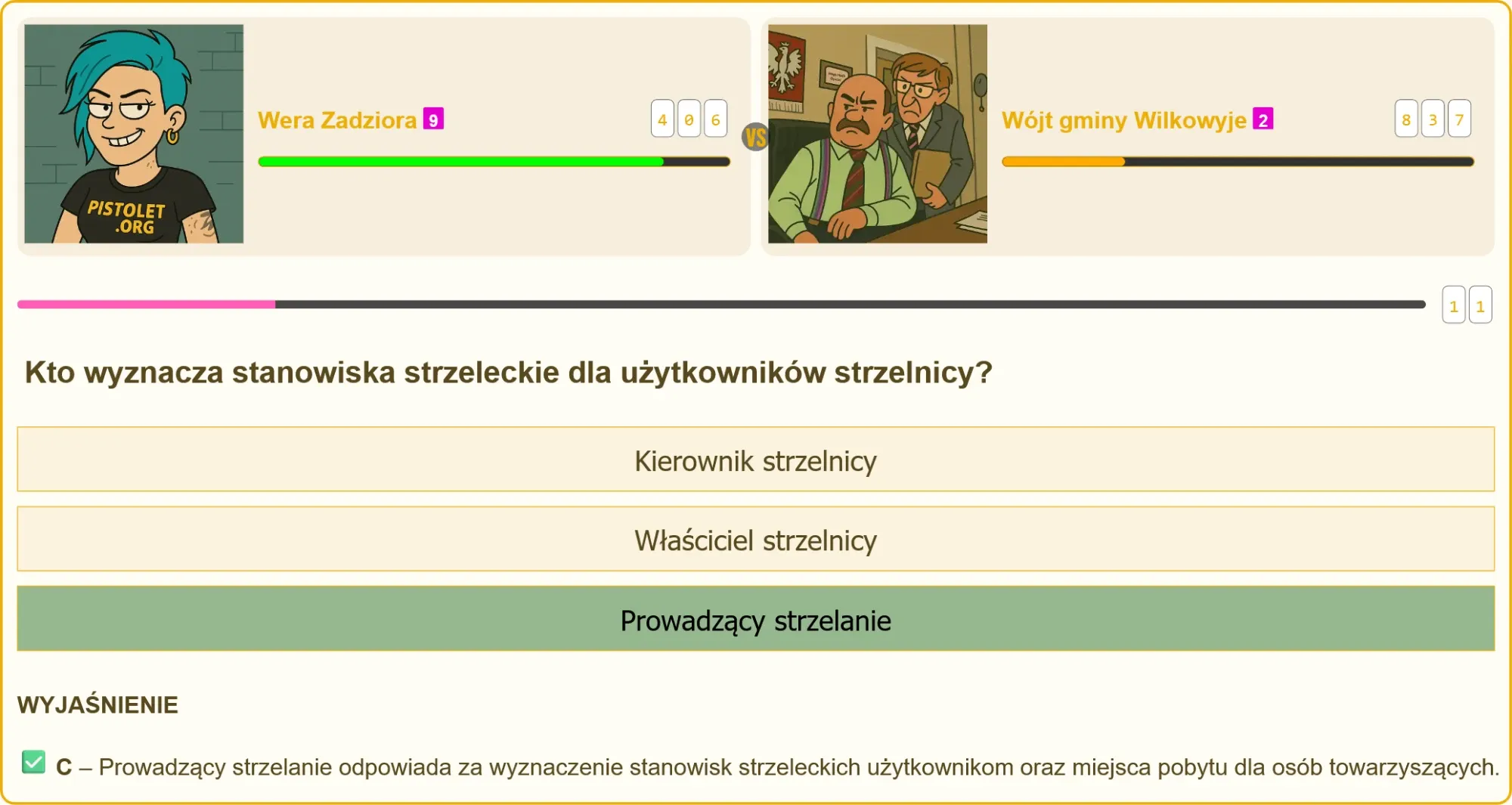 Prowadzący strzelanie wyznacza stanowiska na strzelnicy