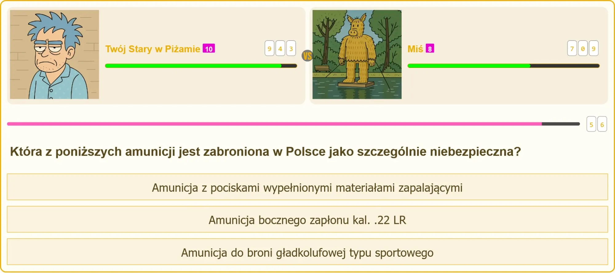 Pojedynek na testach strzeleckich między użytkownikiem a przeciwnikiem