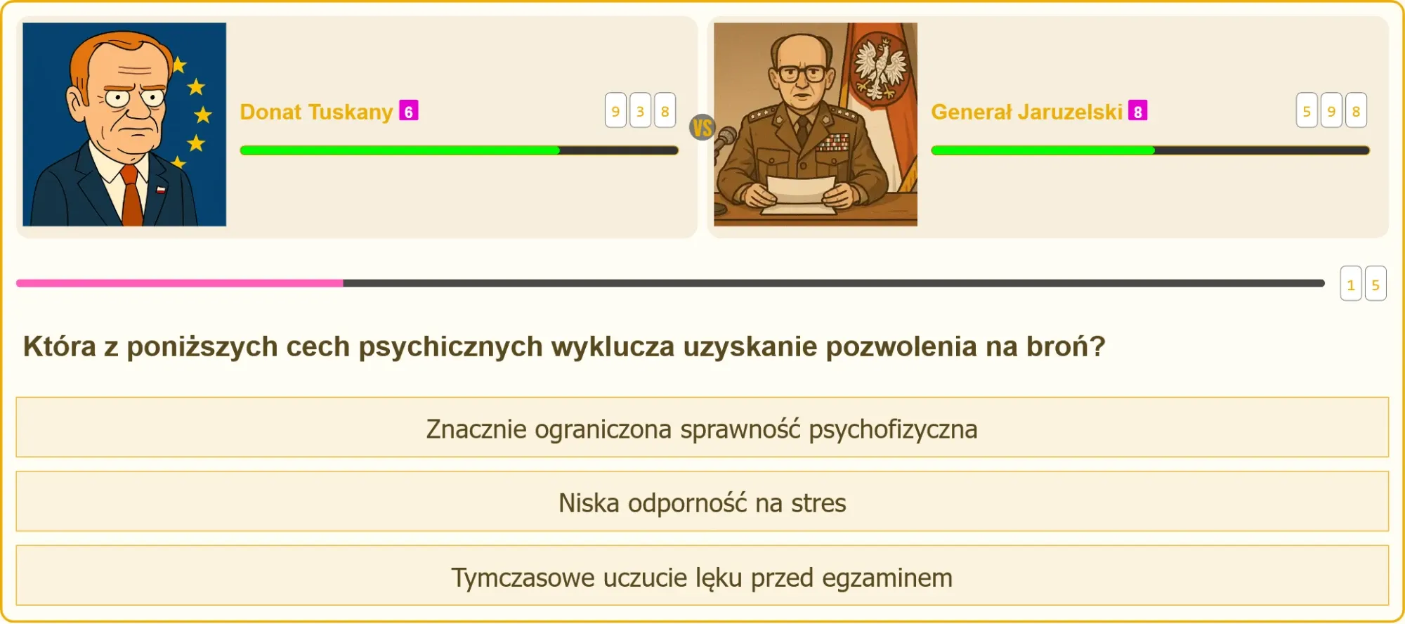 Pojedynek wiedzy na egzaminie na patent strzelecki