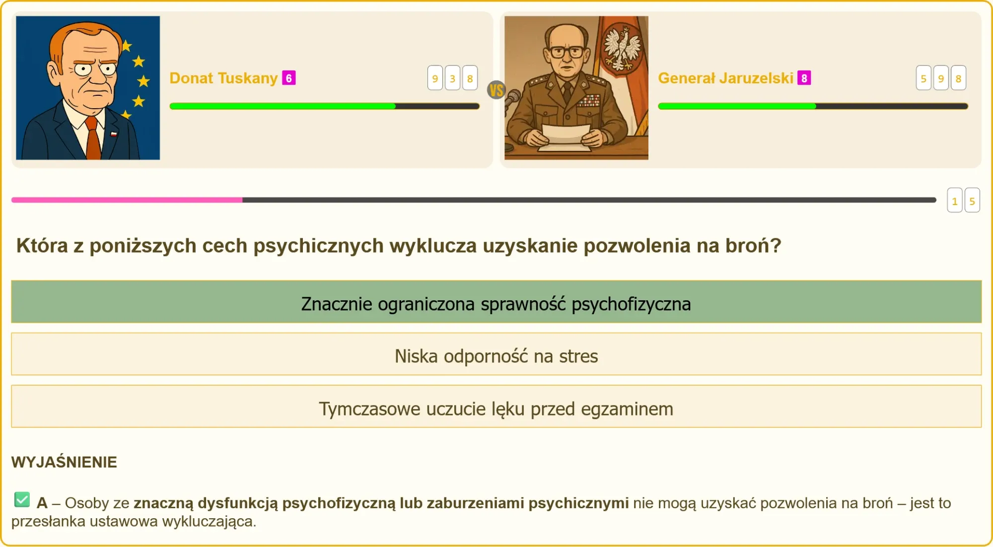 Testy przygotowujące do pozwolenia na broń