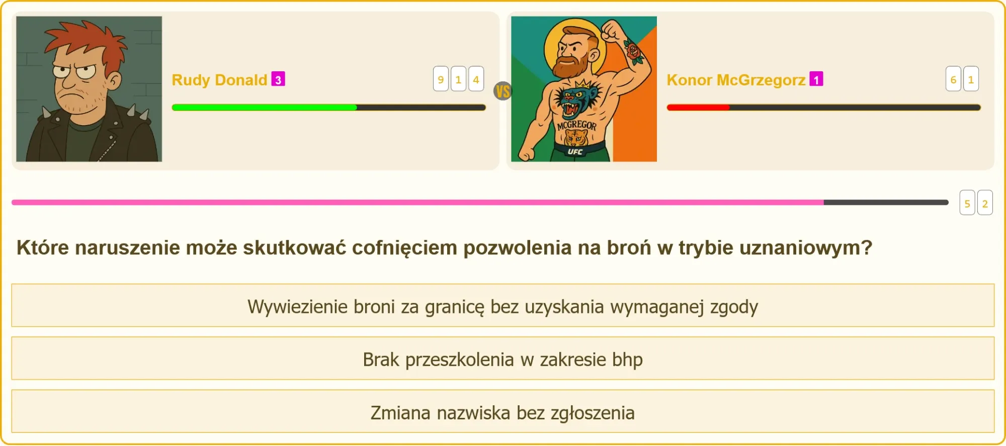 Pojedynek strzelecki między użytkownikiem a przeciwnikiem o pozwolenie na broń