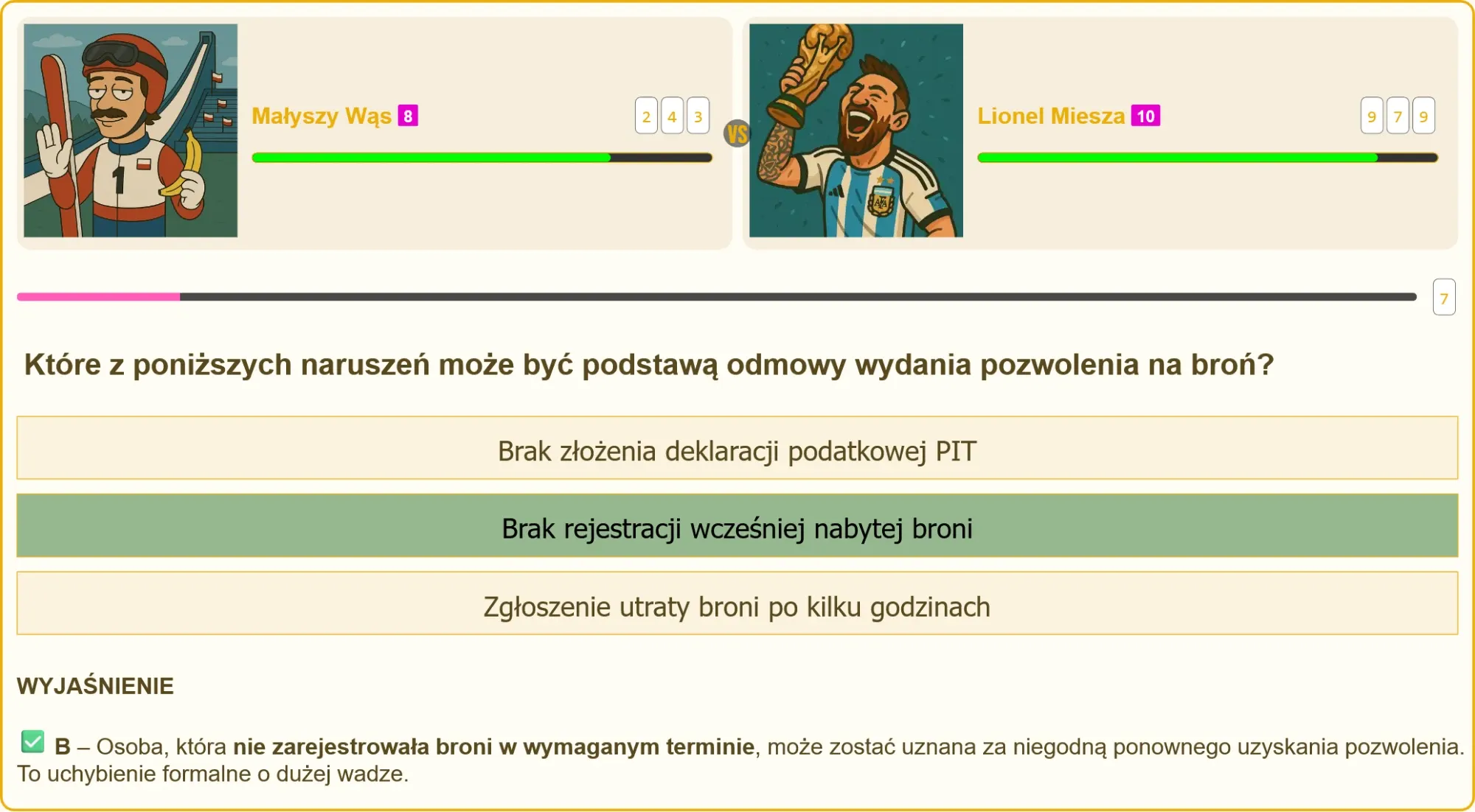 Egzamin na pozwolenie broni - kluczowe pytanie