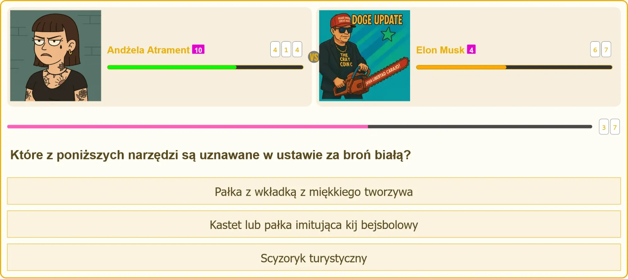 Porównanie narzędzi uznawanych za broń białą