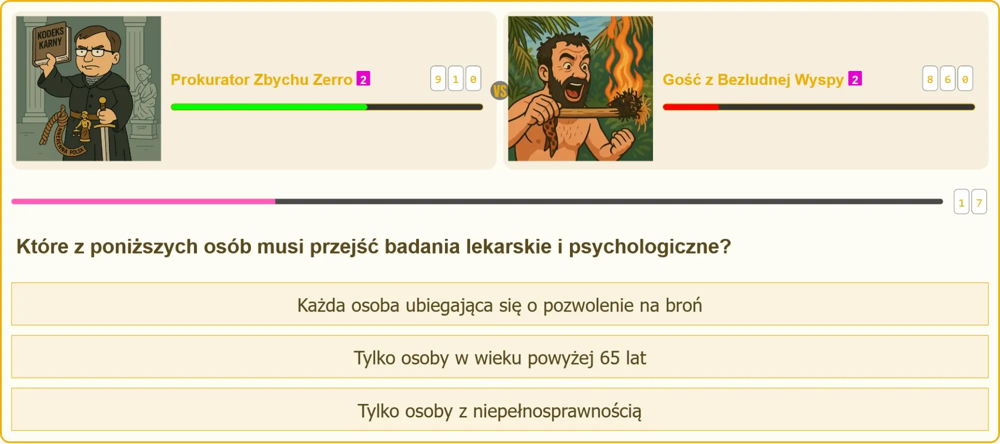 Pojedynek na testy patentu strzeleckiego - Prokurator Zbychu vs Gość z Bezludnej Wyspy