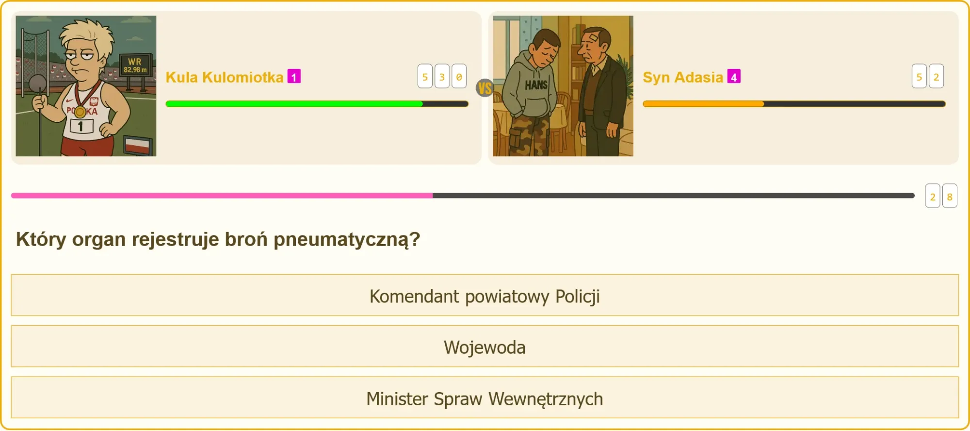 Pojedynek wiedzy na patent strzelecki - Kula Kulomiotka vs Syn Adasia
