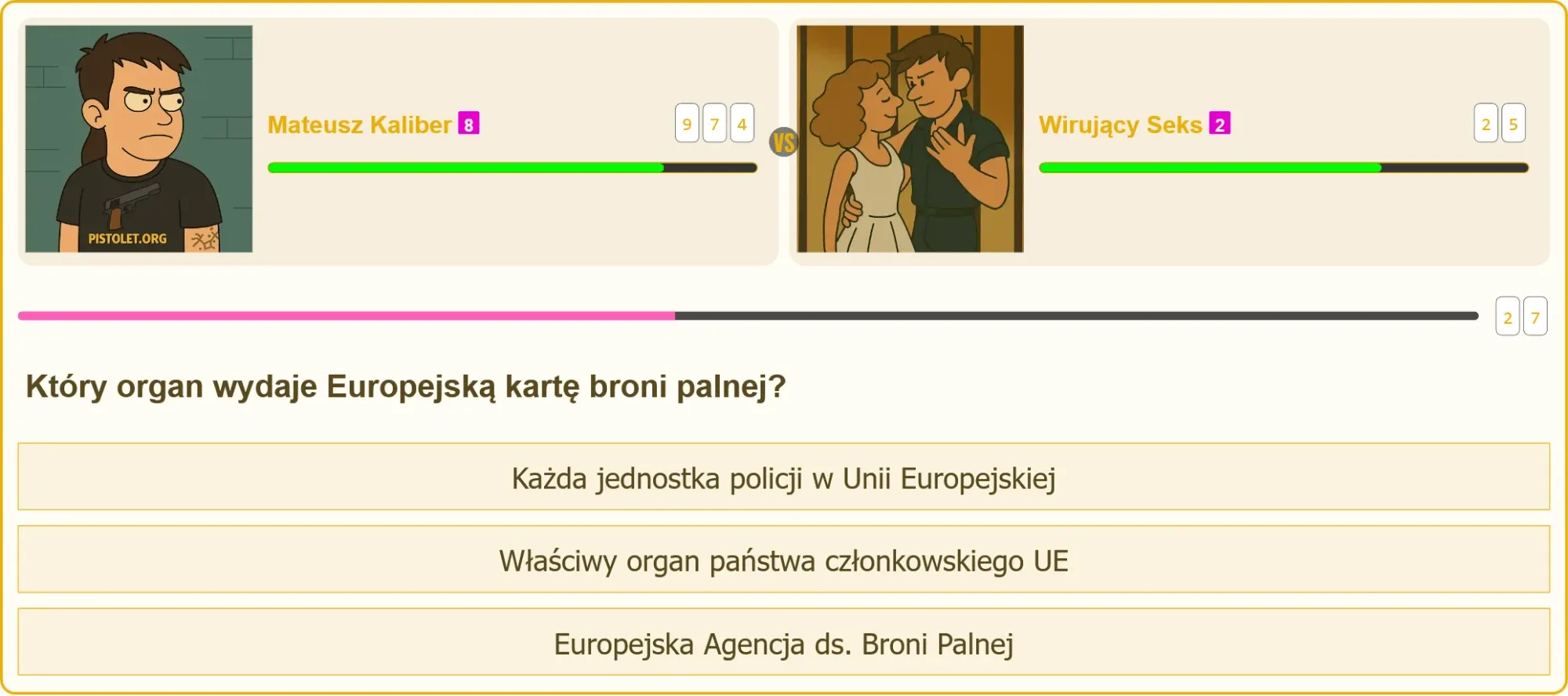 Pojedynek na pytania o Europejską kartę broni palnej