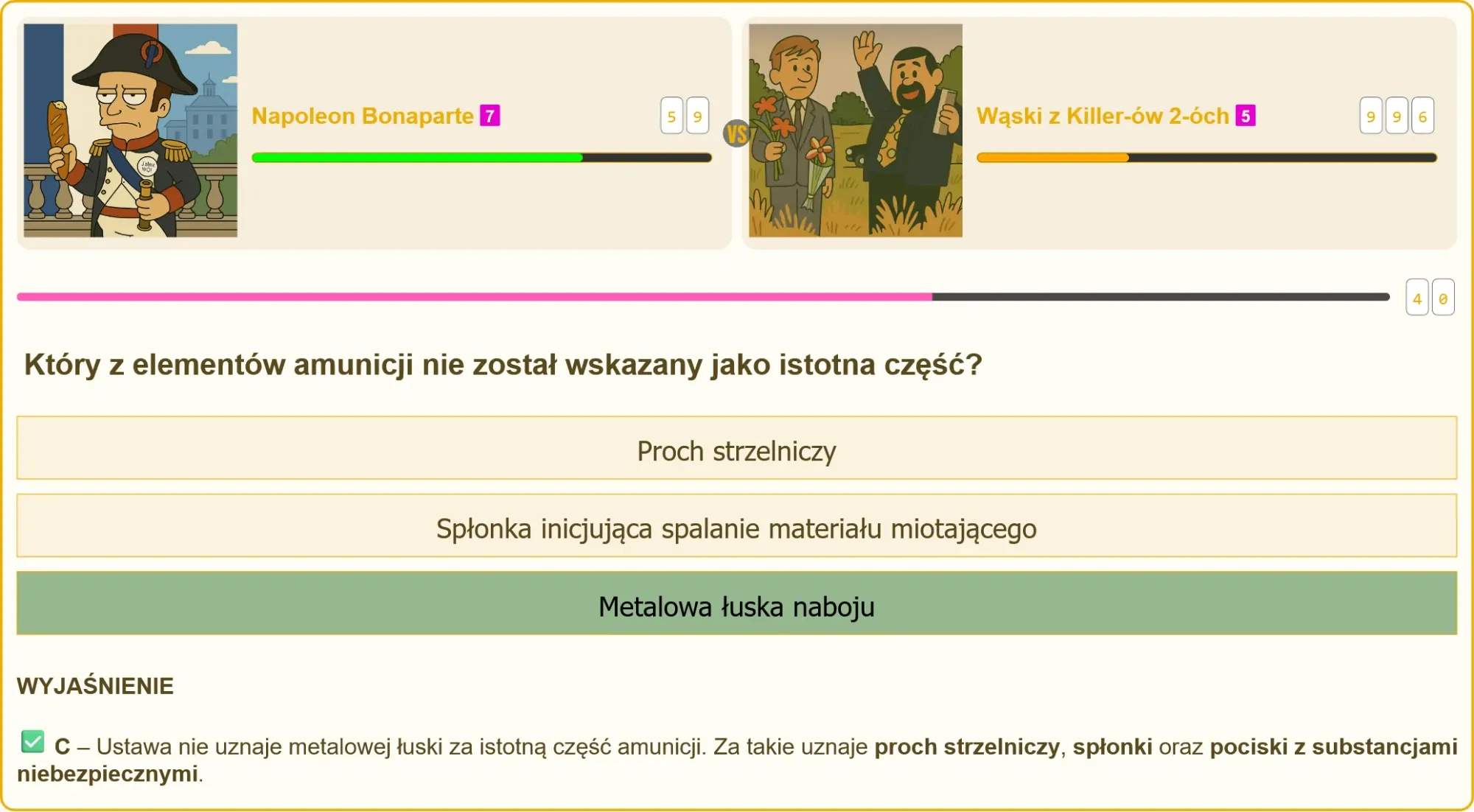 Grafika pokazująca rozłożony nabój z podpisami części