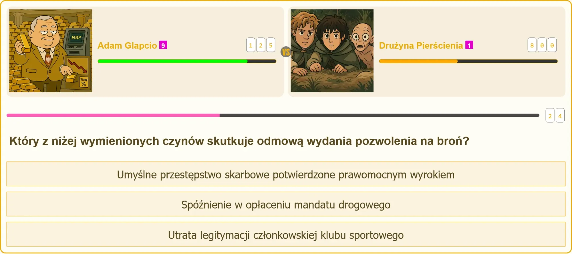 Pojedynek w teście na patent strzelecki - Adam Glapcio vs Drużyna Pierścienia